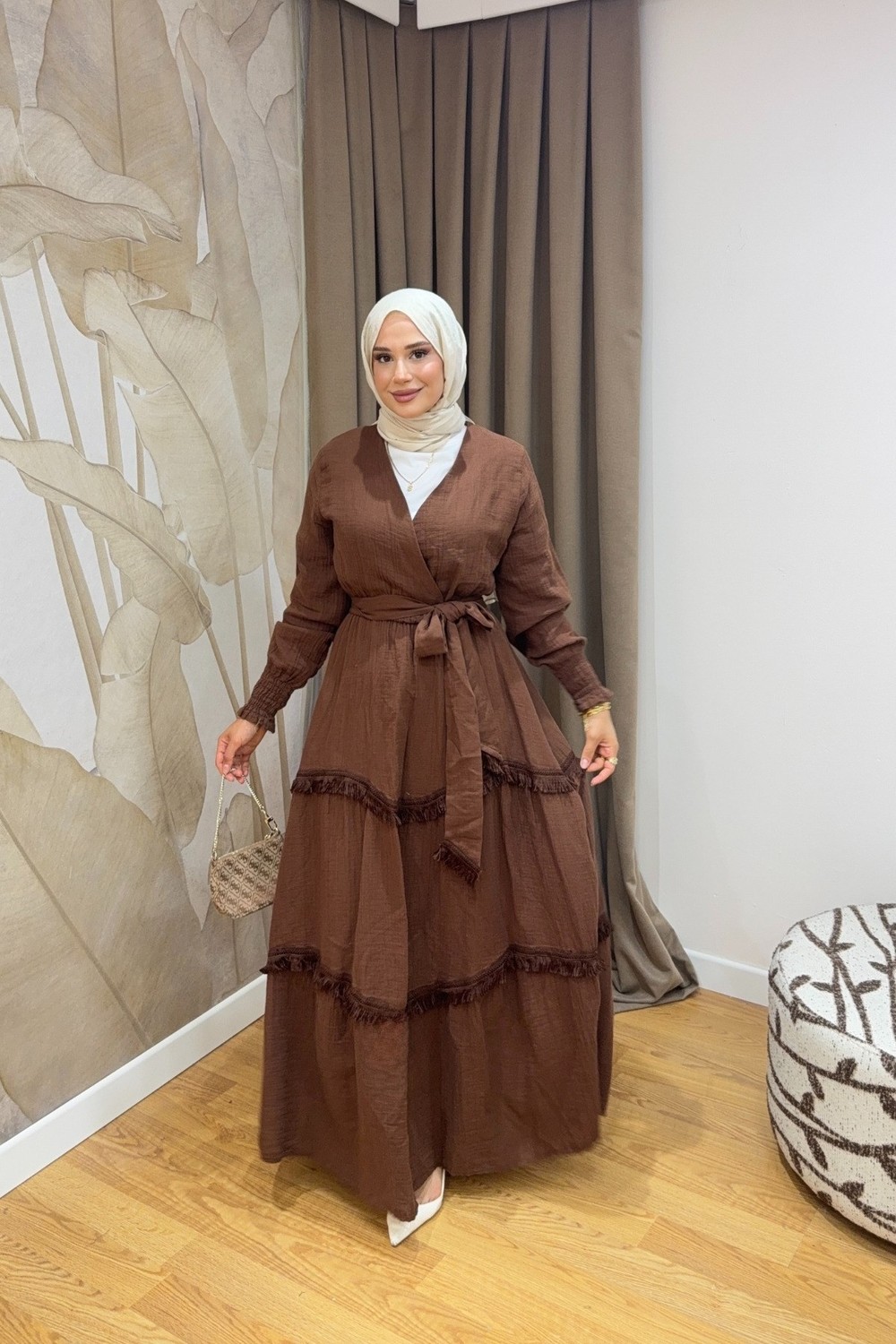 Salisburys Molly Nelly Kadın Püsküllü Muslin Kuşaklı Elbise