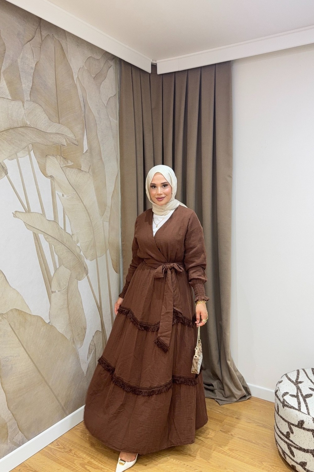 Salisburys Molly Nelly Kadın Püsküllü Muslin Kuşaklı Elbise görsel 8