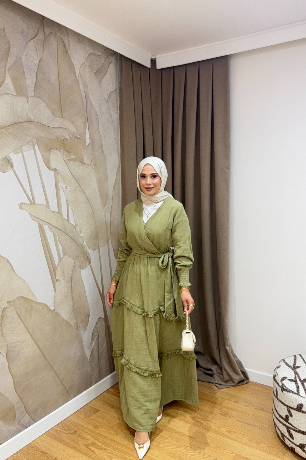 Salisburys Molly Nelly Kadın Püsküllü Muslin Kuşaklı Elbise