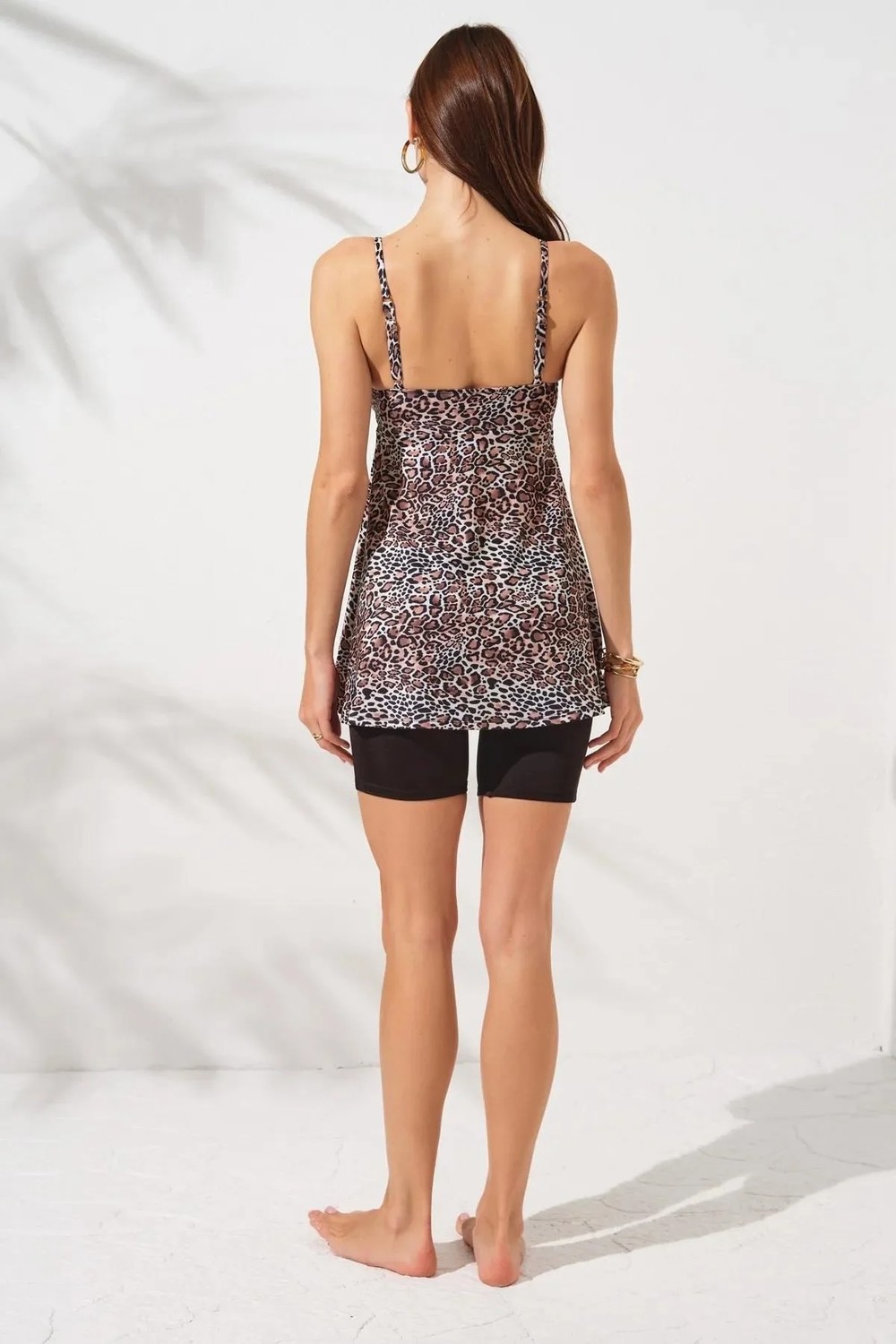 Pierre Cardin Leopar Desenli Lisa V Yaka Tankini Şortlu Kadın 40 Beden Polyester Elastane 231500-D görsel 2