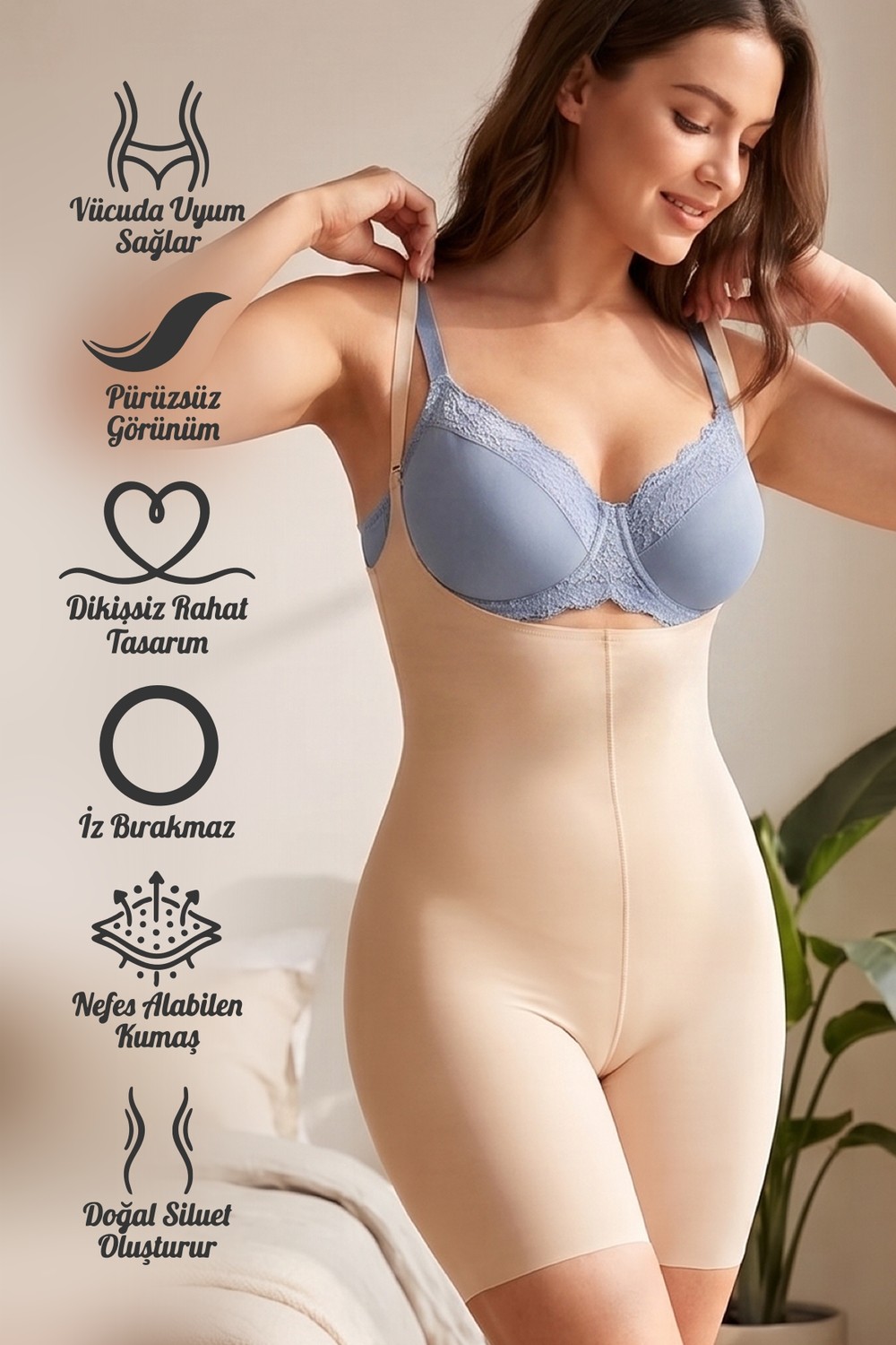 Mistirik Pagliye Model Toparlayıcı Ve Sıkılaştırıcı Lazer Kesim Askılı Şort Korse görsel 8