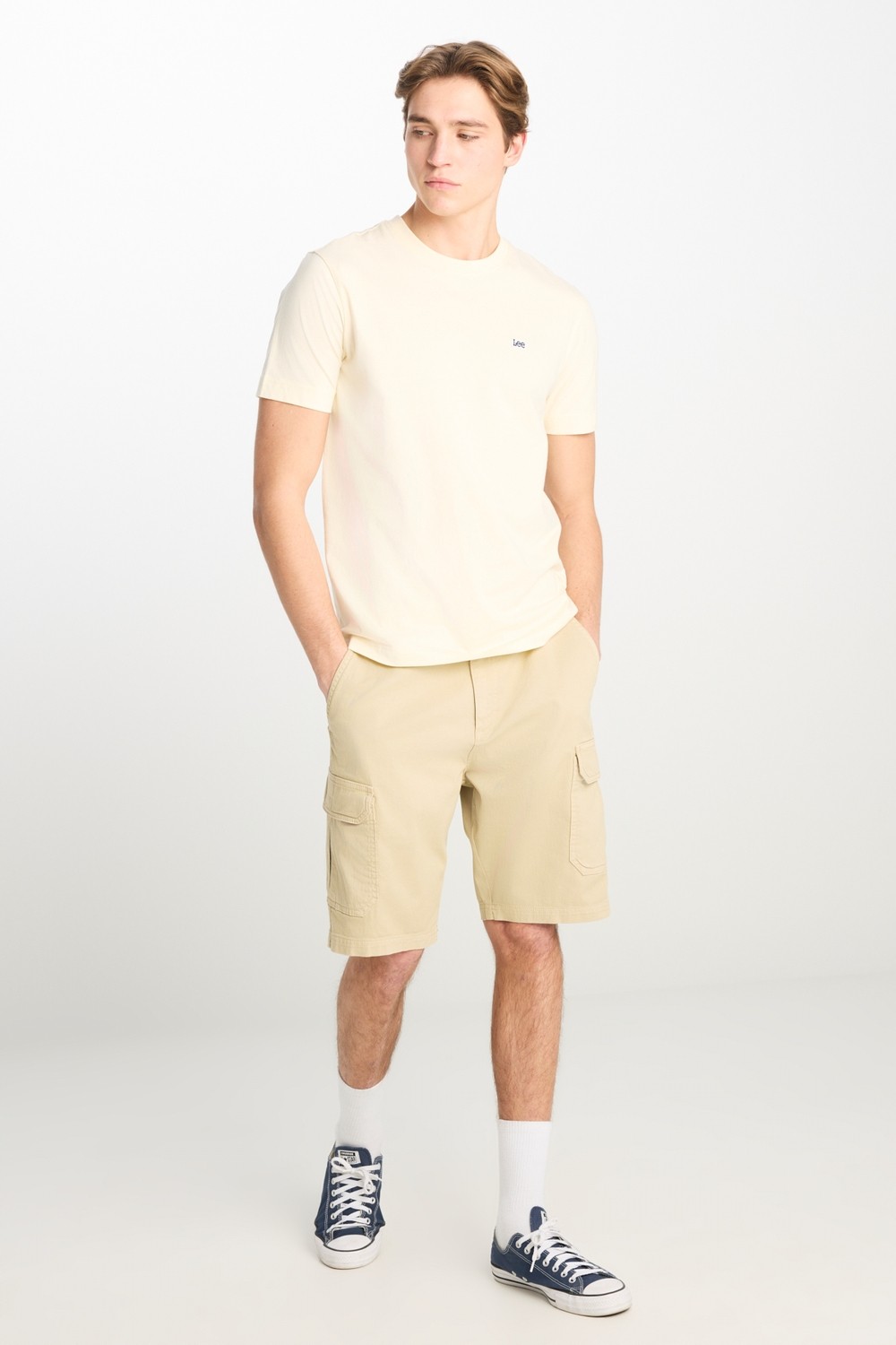 Lee Pamuklu Relaxed Fit Geniş Kesim Normal Bel Bej Chino ŞORT-L71JA4897