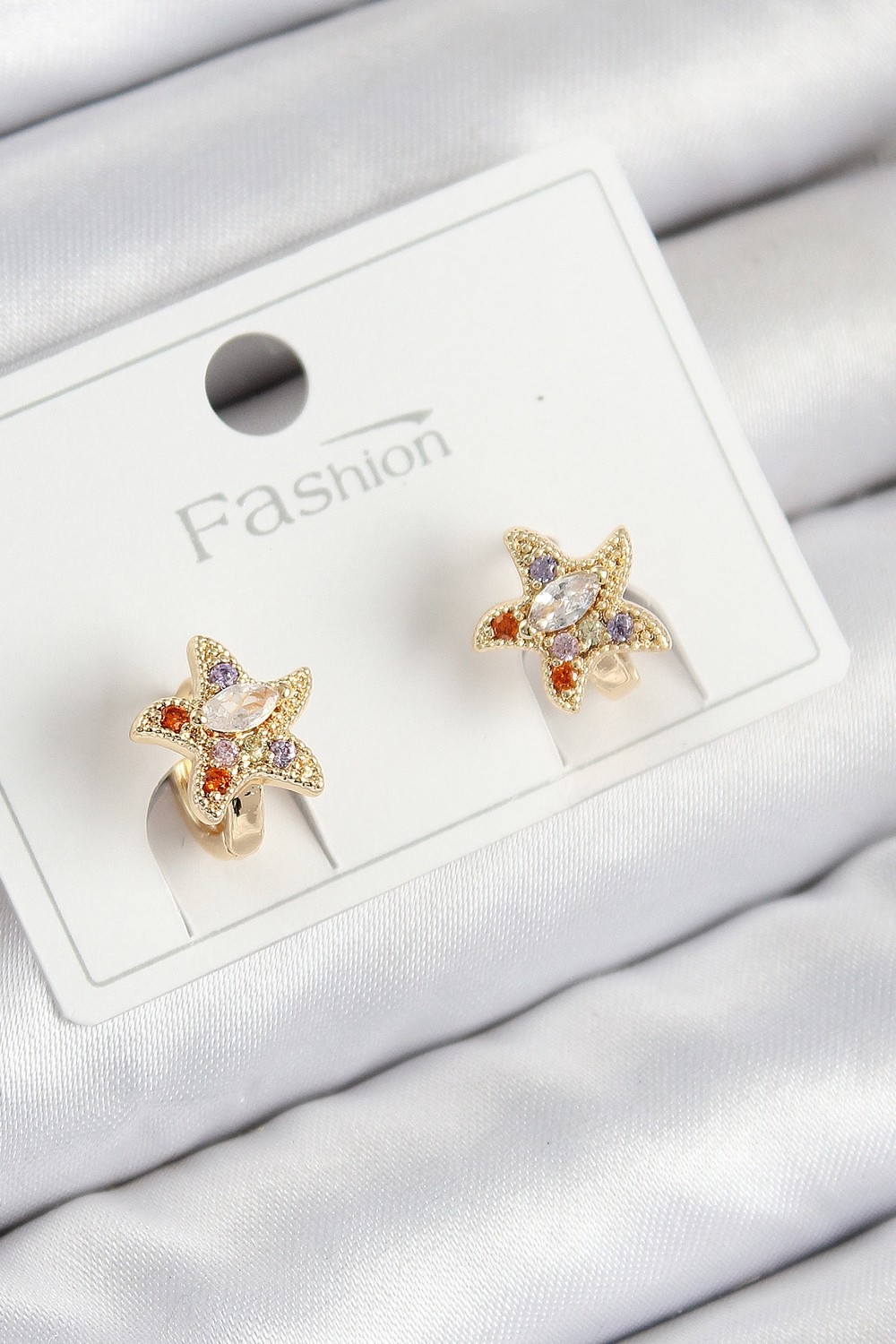 Die Grup Pirinç Zirkon Taşlı Yıldız Model Gold Renk Çocuk Küpe TJ-BKP11200