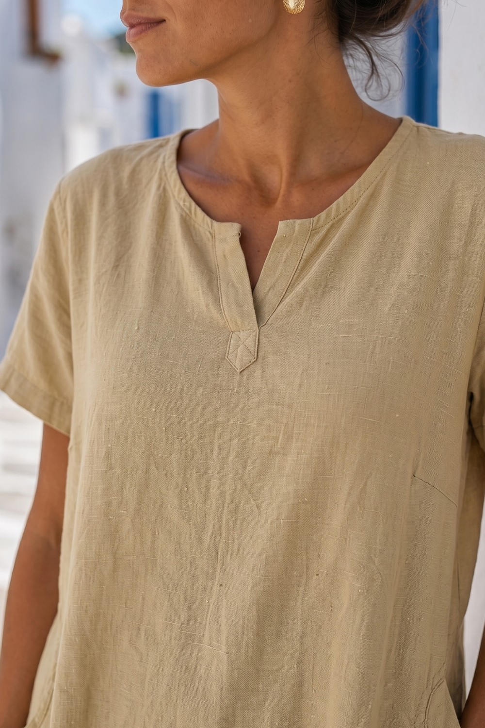 HC Kids Wear Kadın %100 Pamuk V Yaka Rahat Kesim Elbise görsel 3