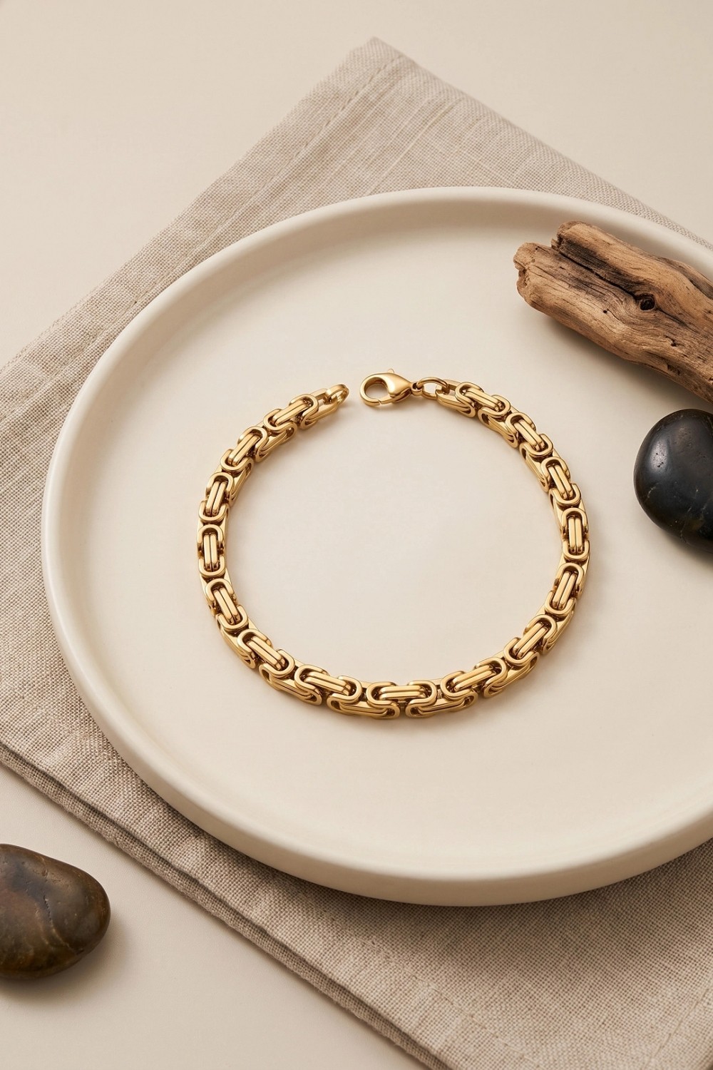 Marsilyan 316L Çelik Gold Renk Kral Zincir Model Erkek Bileklik TJ-EB3814