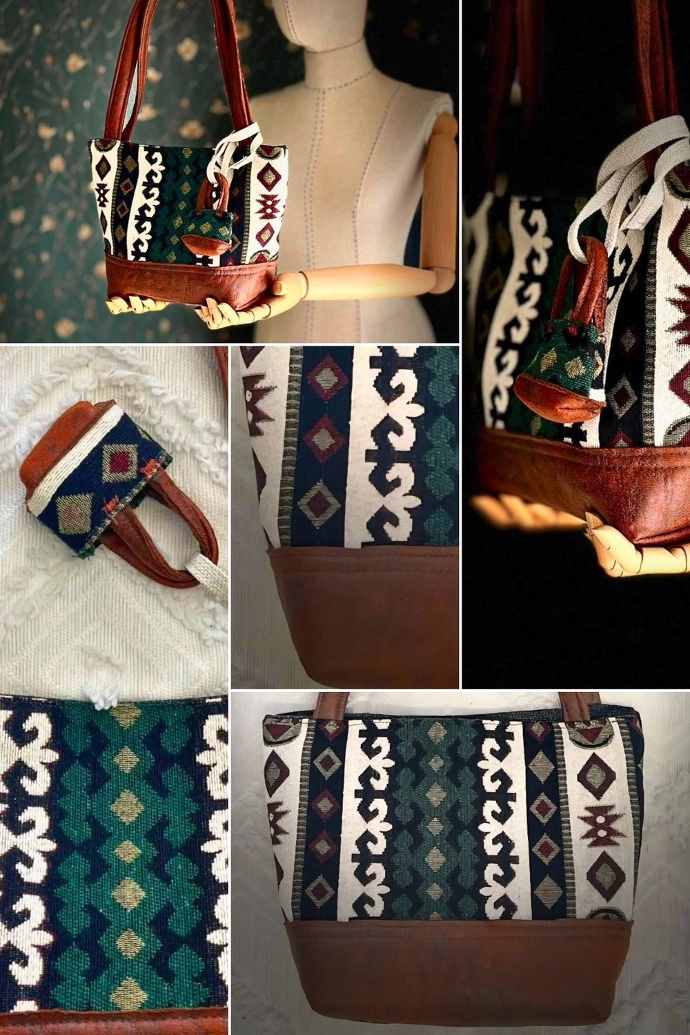 Ggart Handmade Terra El Yapımı Kumaş Bayan Çanta, Tote Çanta V6 görsel 7