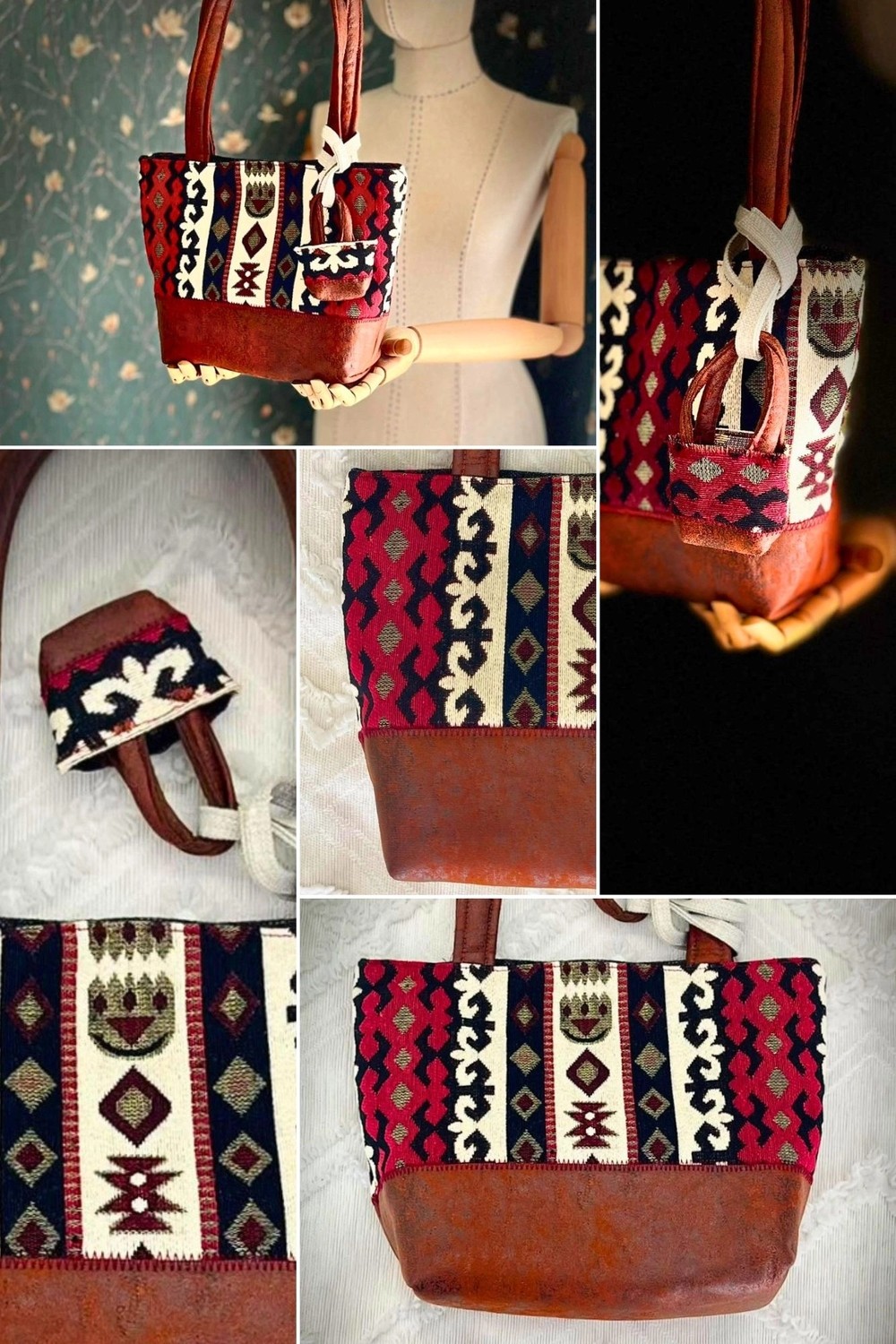 Ggart Handmade Terra El Yapımı Kumaş Bayan Çanta, Tote Çanta V21 görsel 7