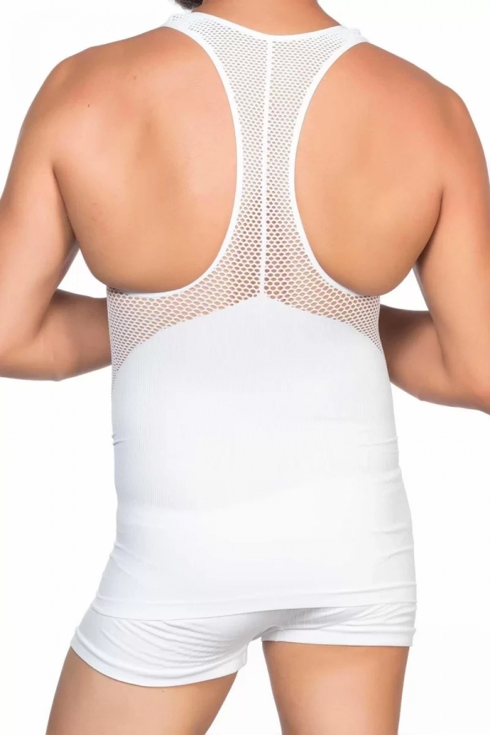 Marsilyan ™- Beyaz Fileli Erkek Korse Atlet görsel 4