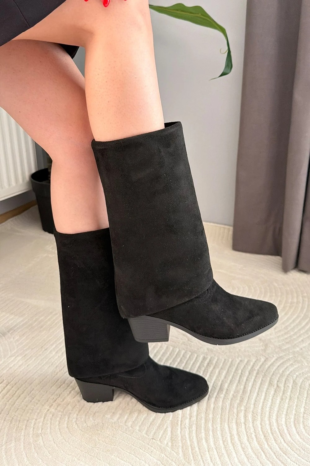 Preshley Kadın Sania Vizon Süet Kovboy Çizme 5 cm Topuklu