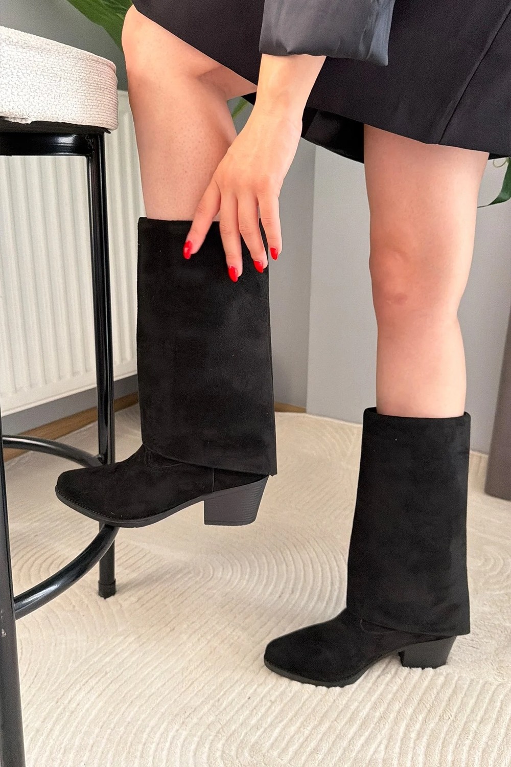 Preshley Kadın Sania Vizon Süet Kovboy Çizme 5 cm Topuklu görsel 2