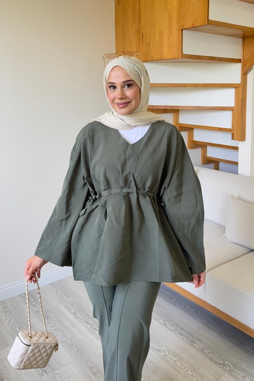 Salisburys Kadın Belden Büzgülü Rahat Pantolonlu Takım