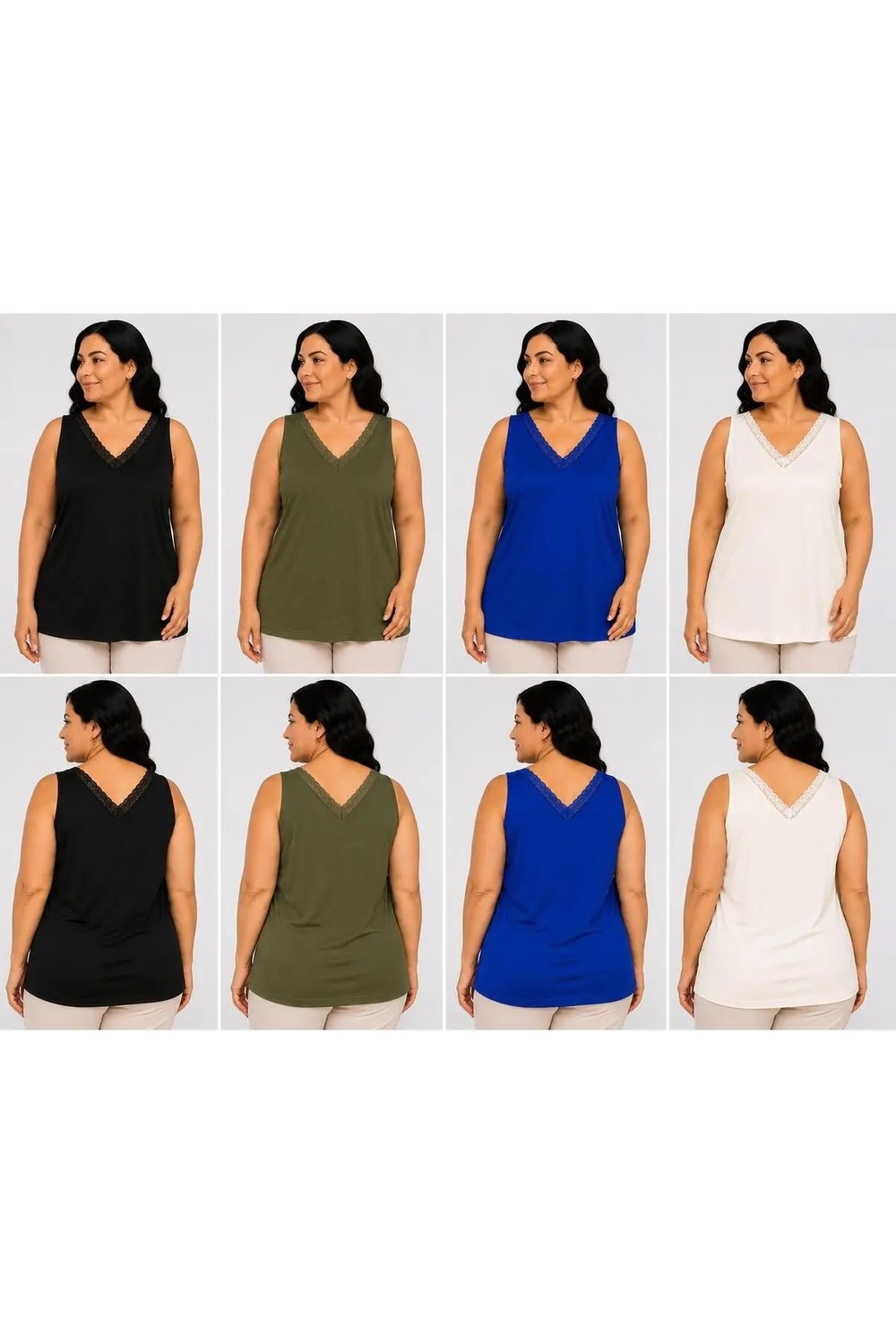 Gülmina Moda Kadın Büyük Beden Ön Arka V Yaka Dantelli Atlet görsel 8