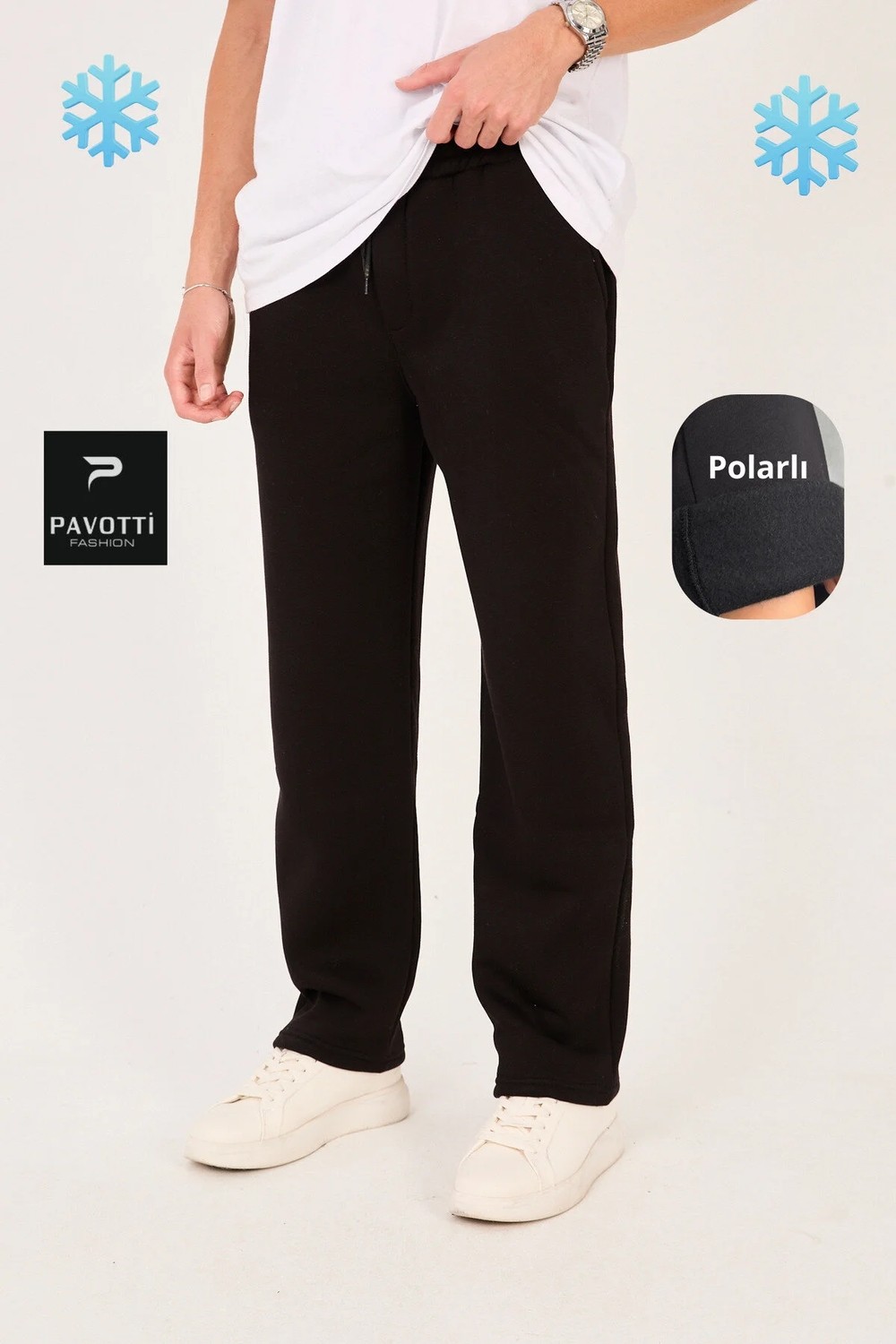 Pavotti Erkek Kışlık 3 Ip Kumaş Şardonlu (Içi Polarlı) Arka Cep Detaylı Baggy Eşofman Altı (Geniş Kalıp)