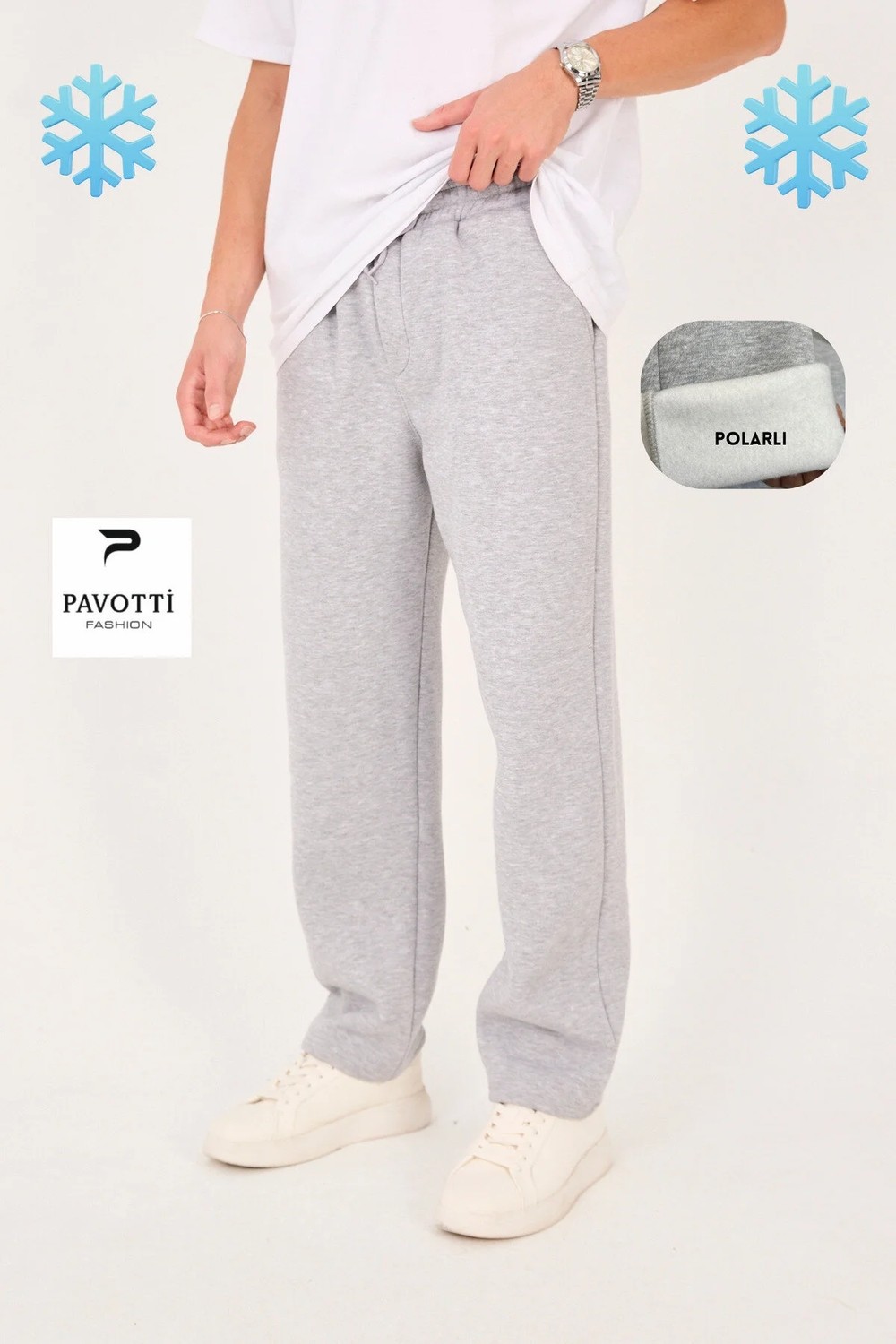 Pavotti Erkek Kışlık 3 Ip Kumaş Şardonlu (Içi Polarlı) Arka Cep Detaylı Baggy Eşofman Altı (Geniş Kalıp)