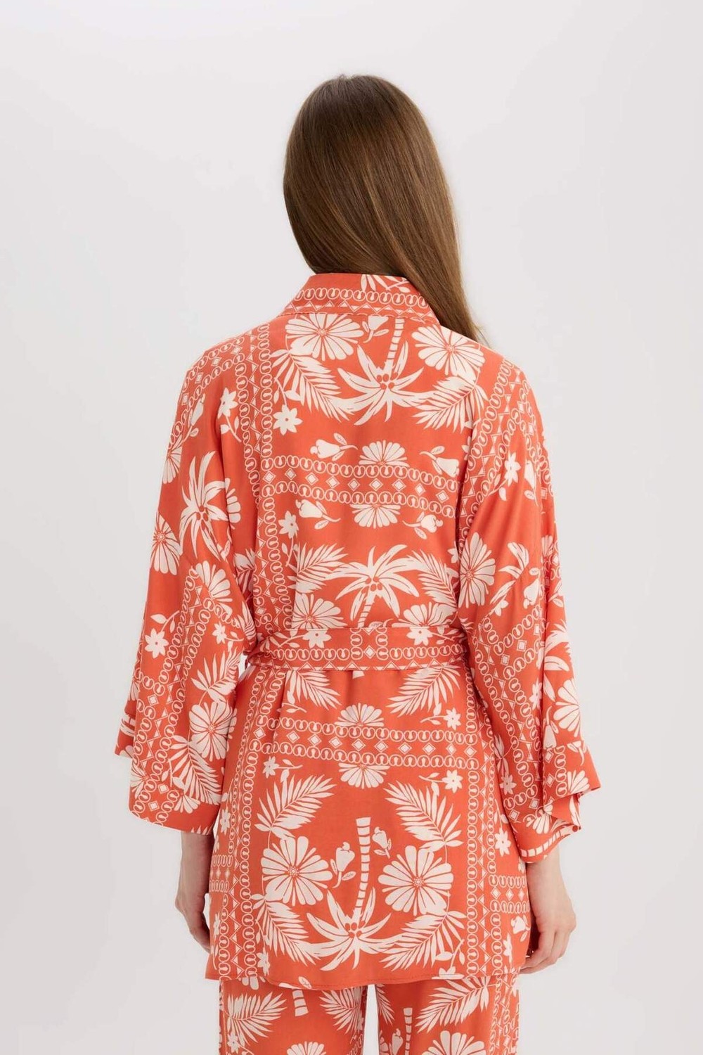 STANDART Relax Fit Desenli Kuşaklı Kimono D5443AX25SP görsel 7