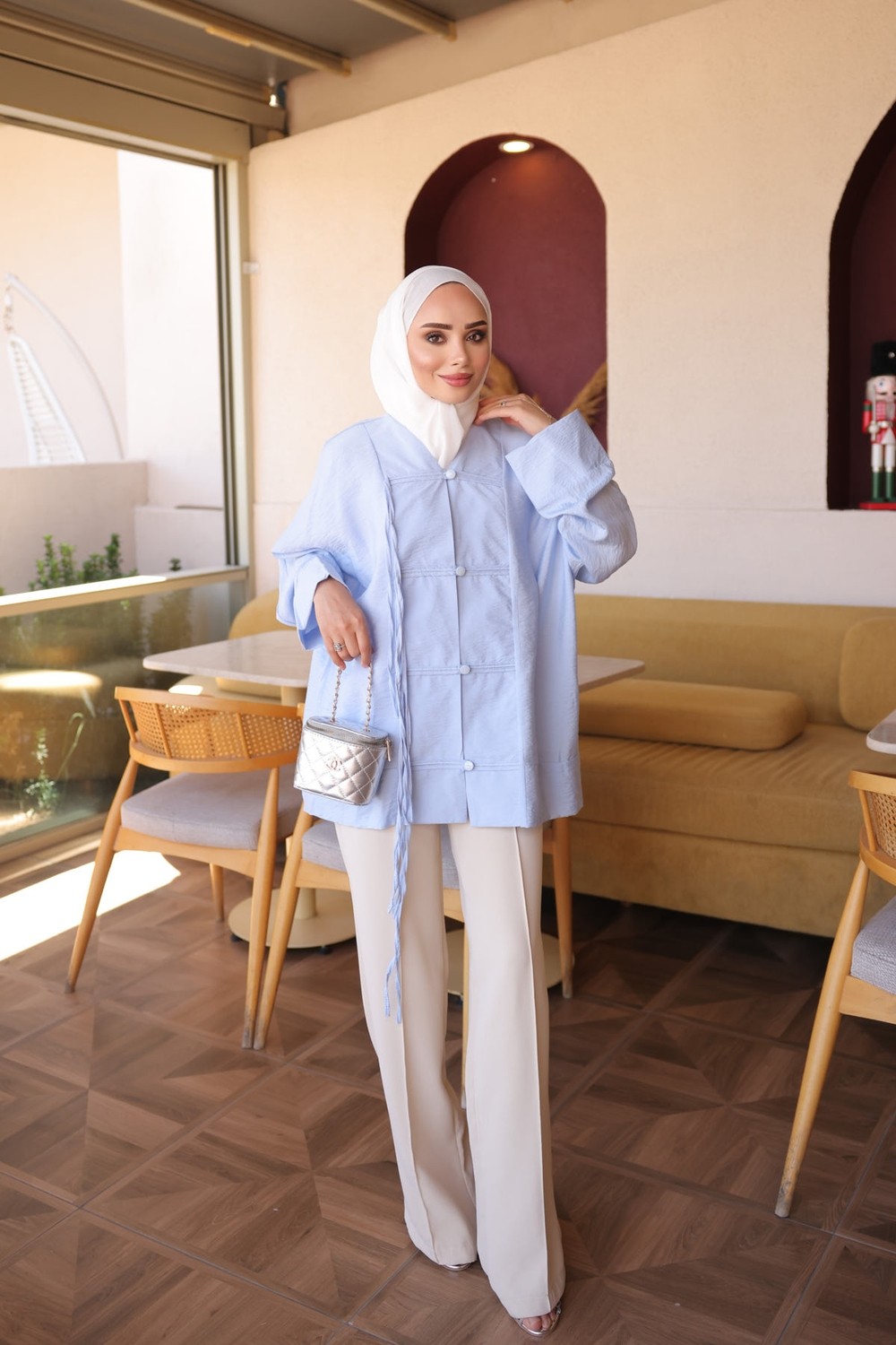 İmaj Butik Bebe Mavi Ip Detaylı Biritli Gömlek görsel 2