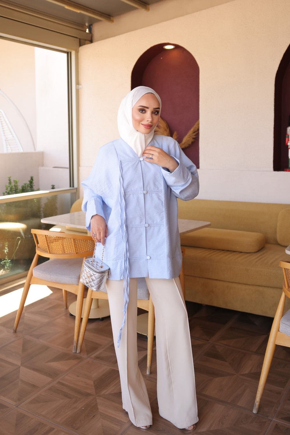 İmaj Butik Bebe Mavi Ip Detaylı Biritli Gömlek görsel 3