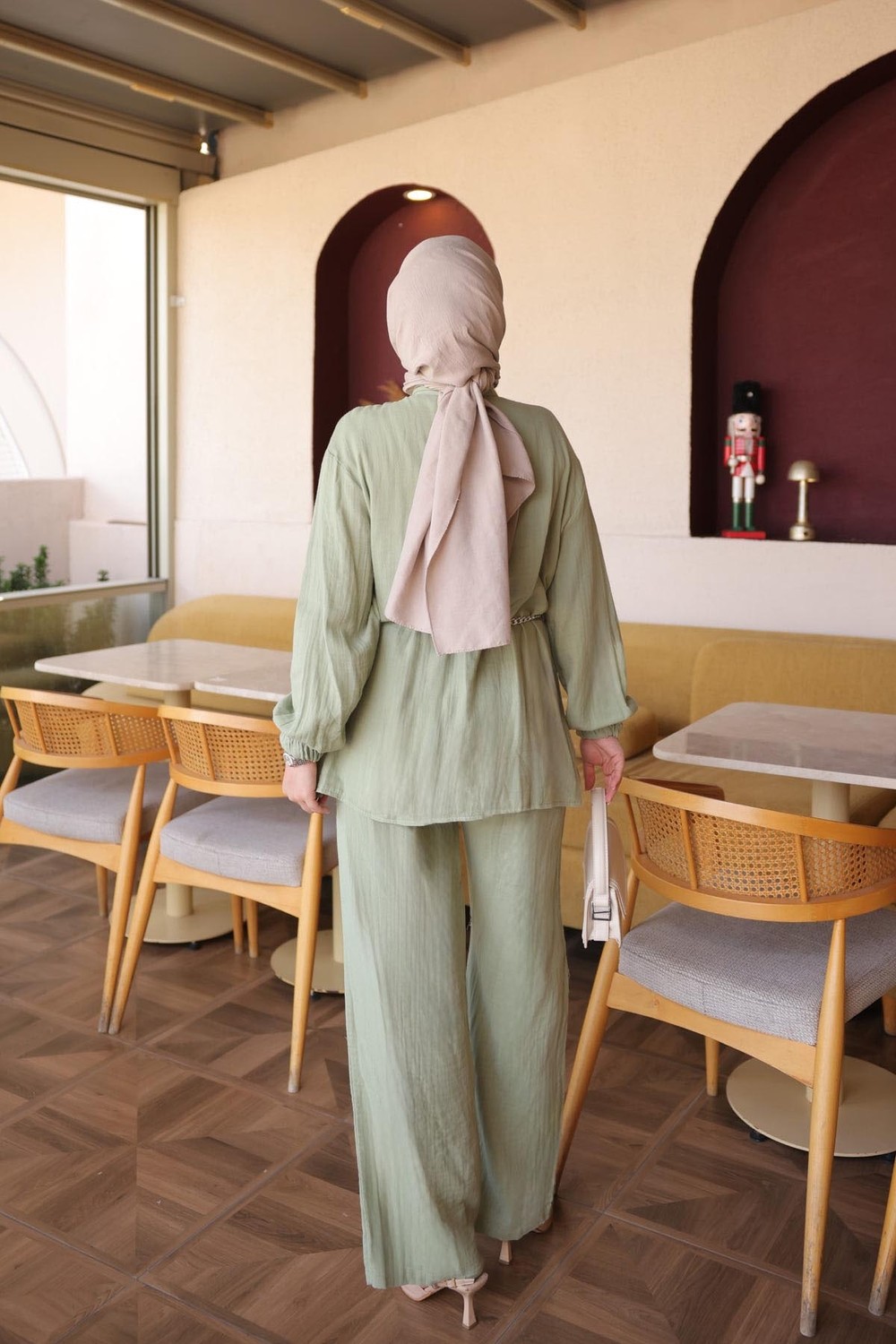 İmaj Butik Sarı Kol Lastikli Düğmeli Tunik Pantolonlu Takım görsel 7