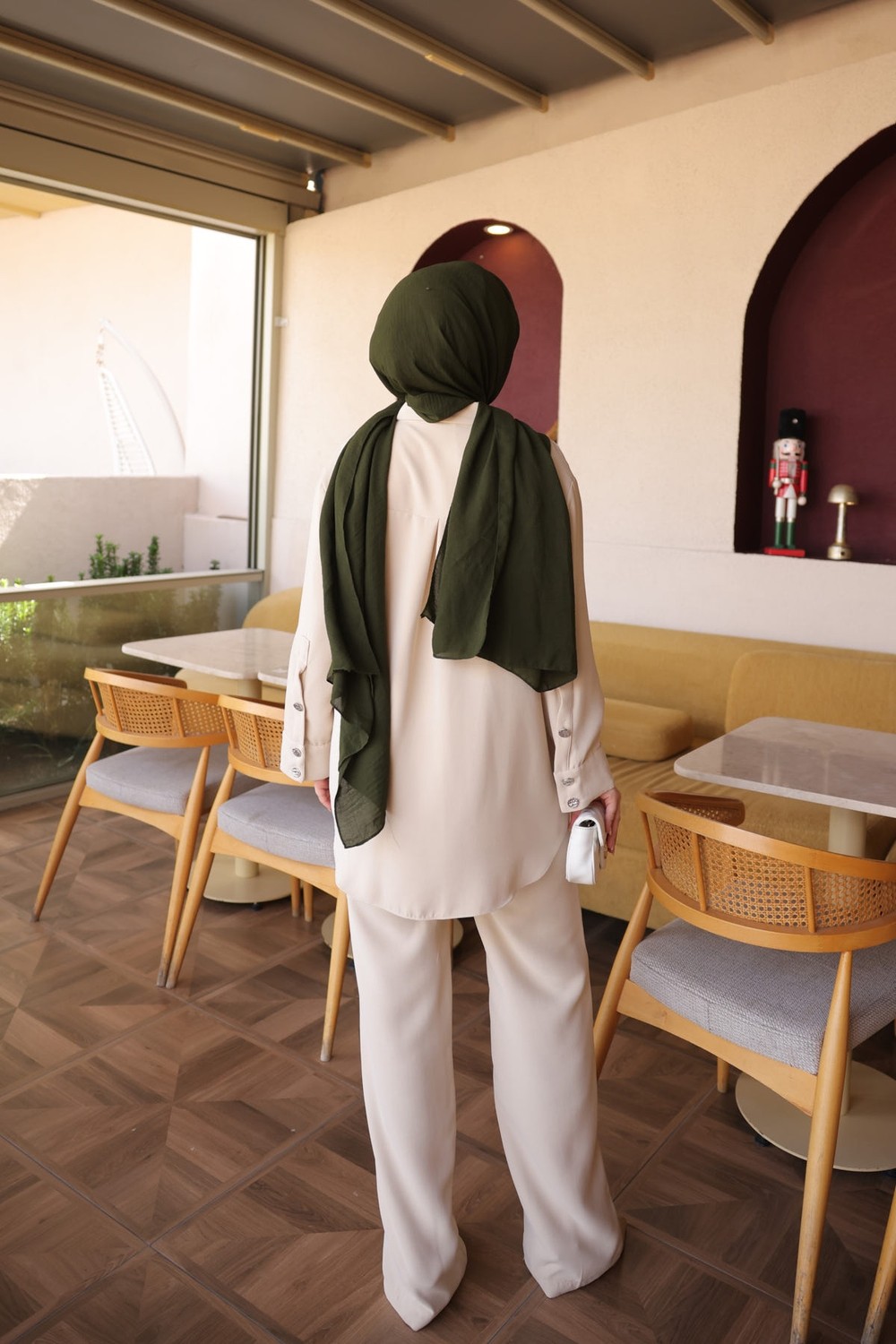 İmaj Butik Siyah Gömlek Yaka Garni Detaylı Tunik Pantolon Takım görsel 4