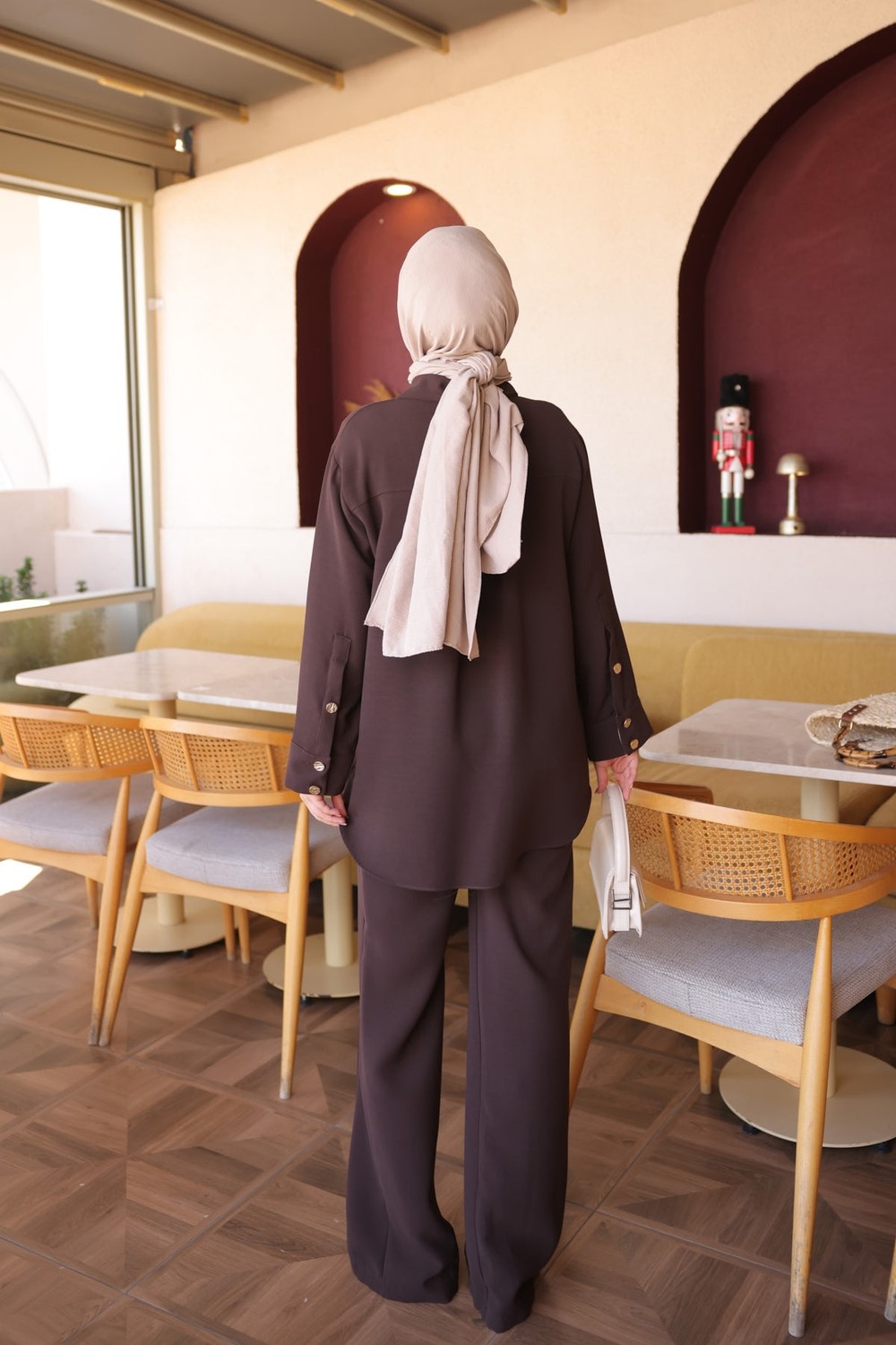 İmaj Butik Siyah Gömlek Yaka Garni Detaylı Tunik Pantolon Takım görsel 8