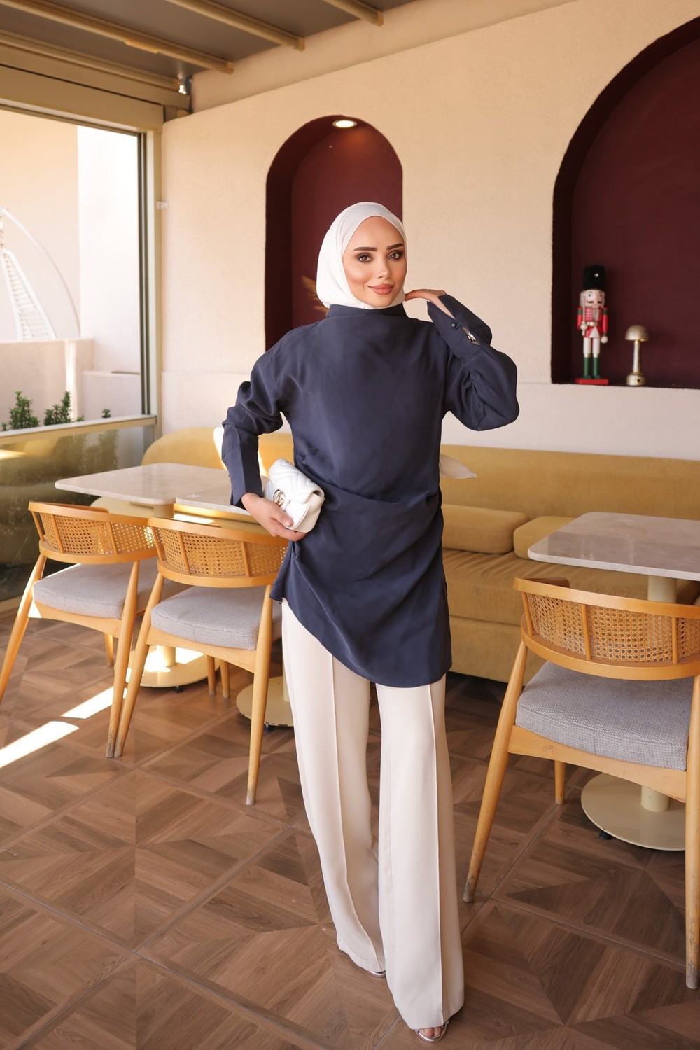 İmaj Butik Kahverengi Asimetrik Kesim Modal Tunik görsel 3