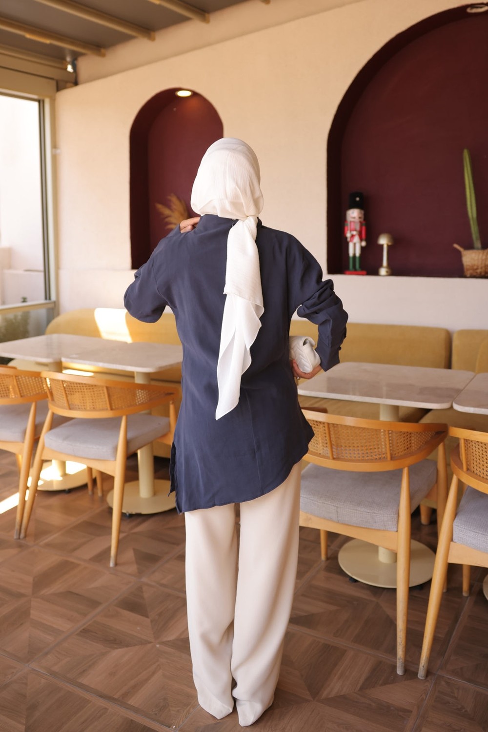 İmaj Butik Kahverengi Asimetrik Kesim Modal Tunik görsel 5