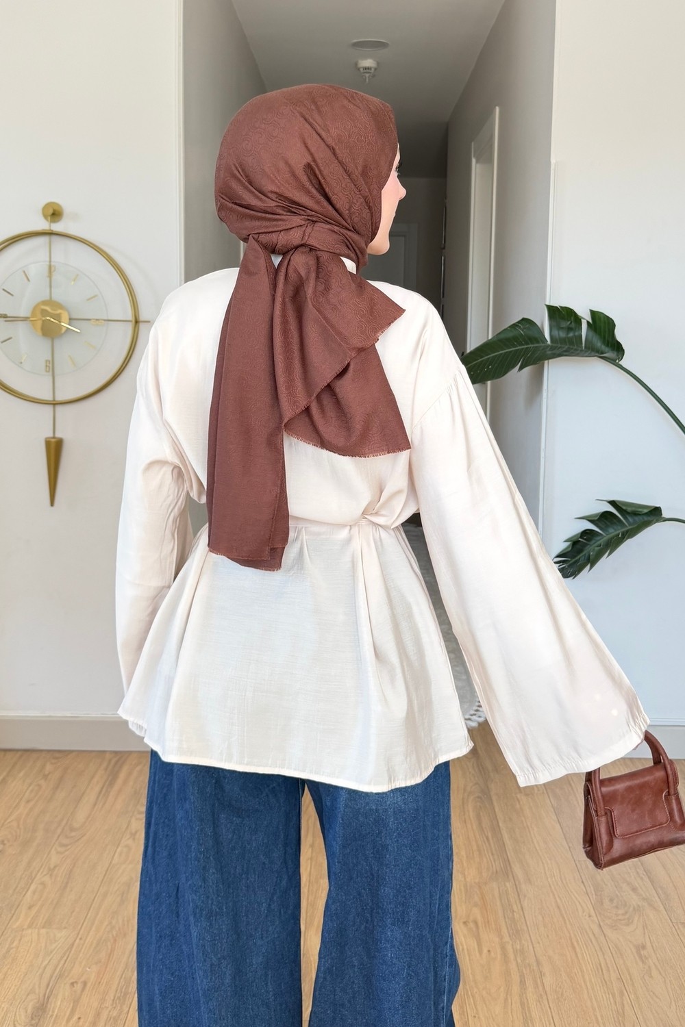 İmaj Butik Yağ Yeşili Düğmeli Kuşaklı Tunik görsel 3