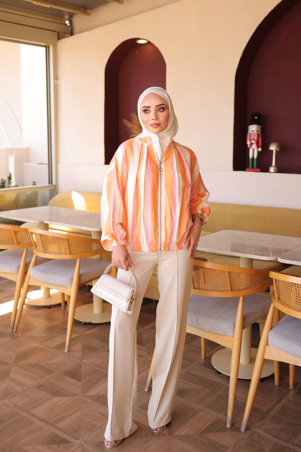 İmaj Butik Yeşil Fermuarlı Kol Lastikli Ceket görsel 4