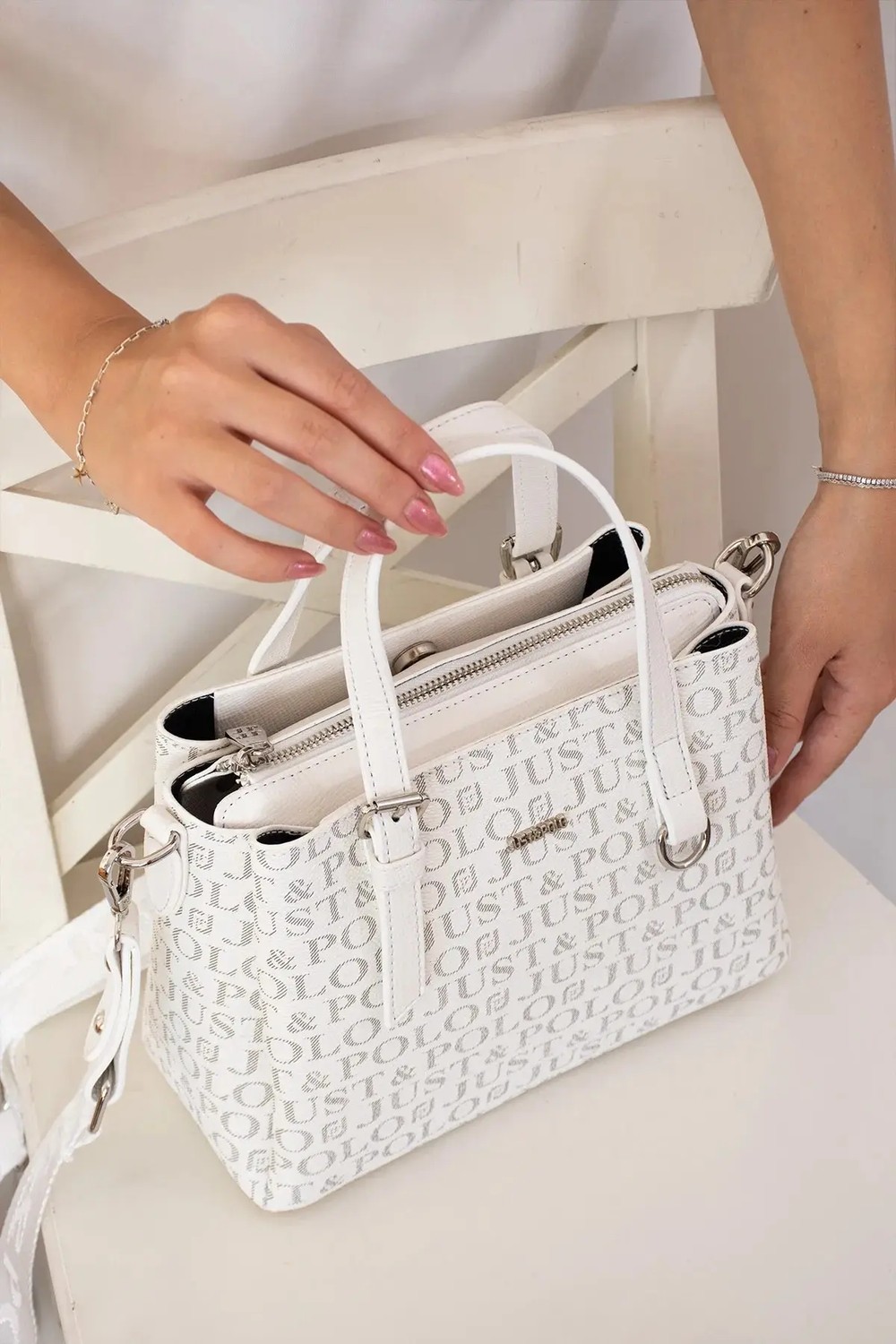Just Polo Kadın Orijinal Ayarlanabilir Askılı Şık El ve Omuz Çantası Shopper Ebat : 18 x 25 cm