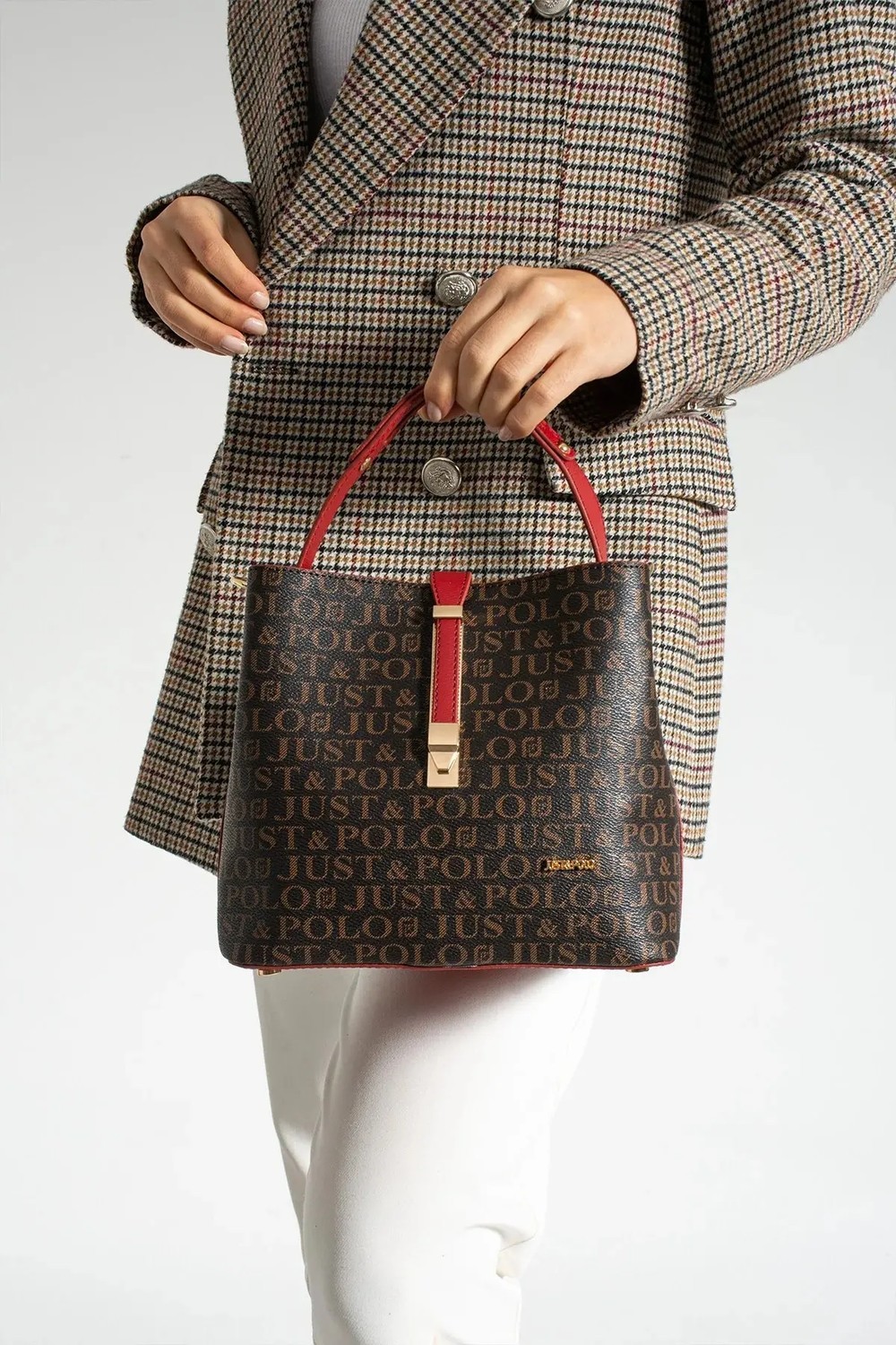 Just Polo Kadın Orta Boy Su Geçirmez Günlük Şık El ve Omuz Çantası Ebat 23 x 18 cm Shoulder Bag