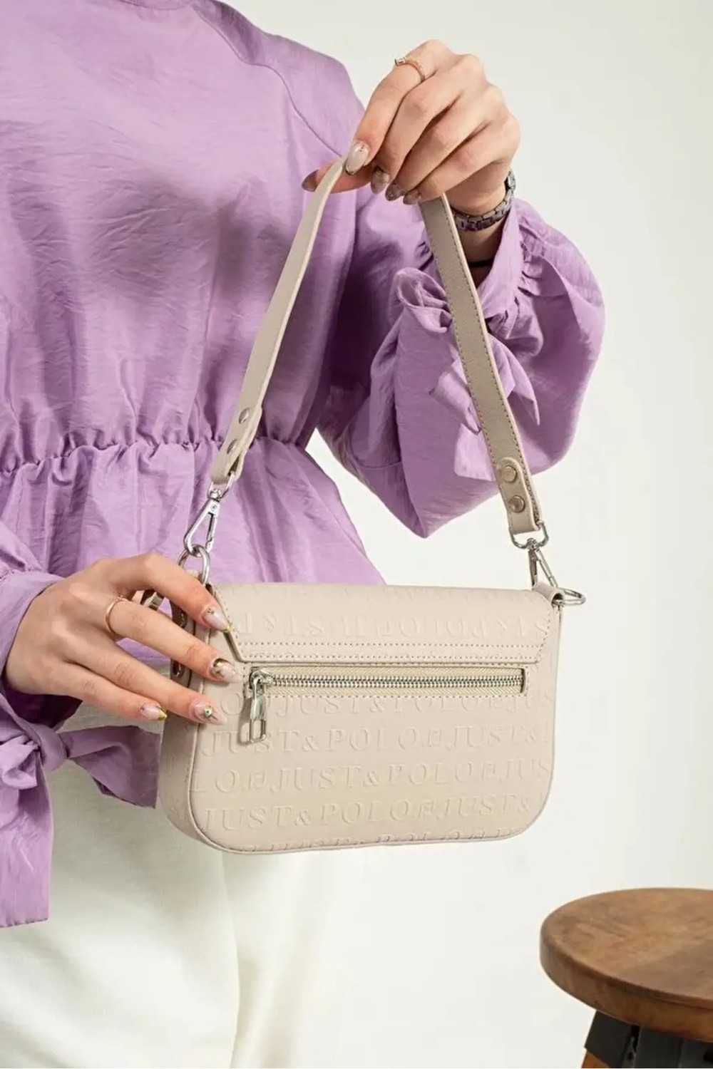 Just Polo Kadın Uzun Ayarlanabilir Askılı Şık El ve Omuz Çantası Ebat : 23 x 14 cm Shoulder Bag görsel 8