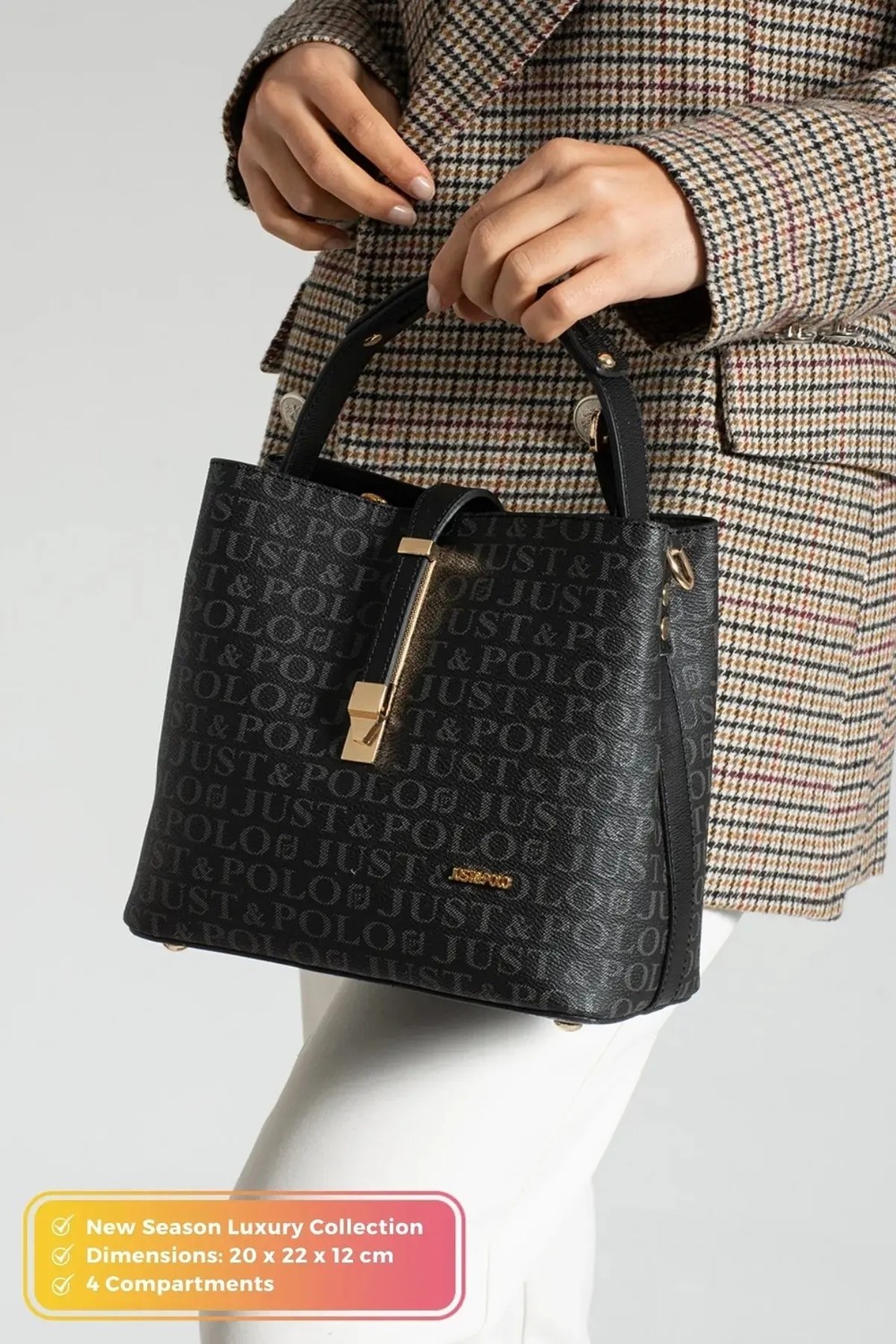 Just Polo Kadın Orta Boy Su Geçirmez Günlük Şık El ve Omuz Çantası Ebat 23 x 18 cm Shoulder Bag görsel 2