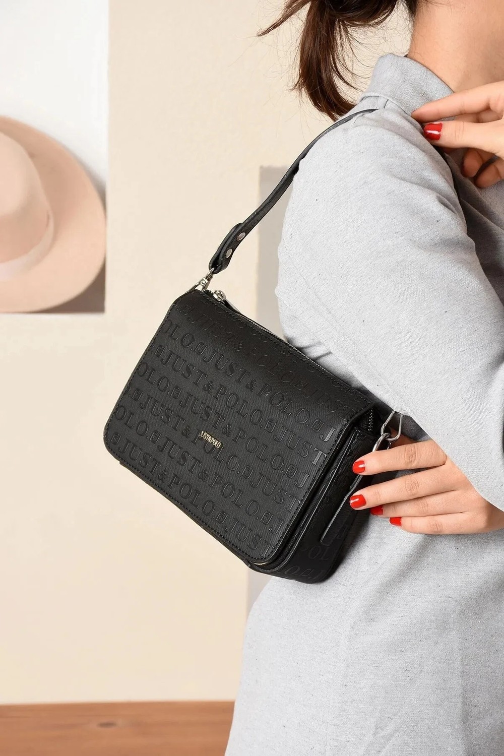 Just Polo Kadın Kabartma Baskılı El ve Omuz Çantası Shoulder Bag