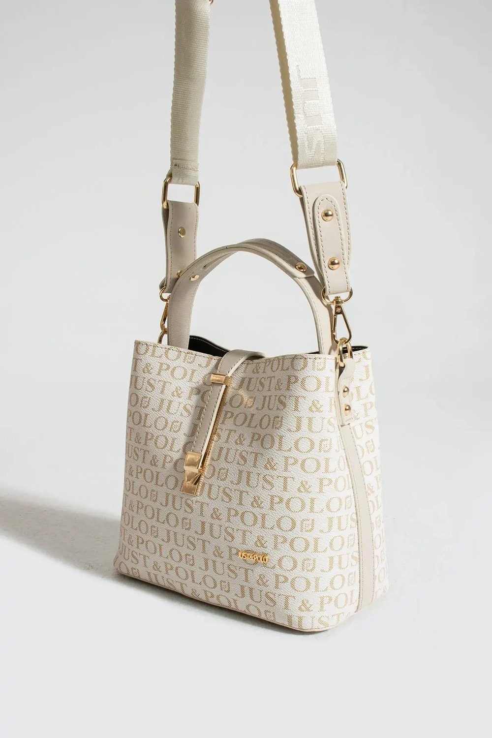Just Polo Kadın Ters Kilit Çıtçıt Kapama Arkası Cepli El Çantası 21X23CM görsel 5