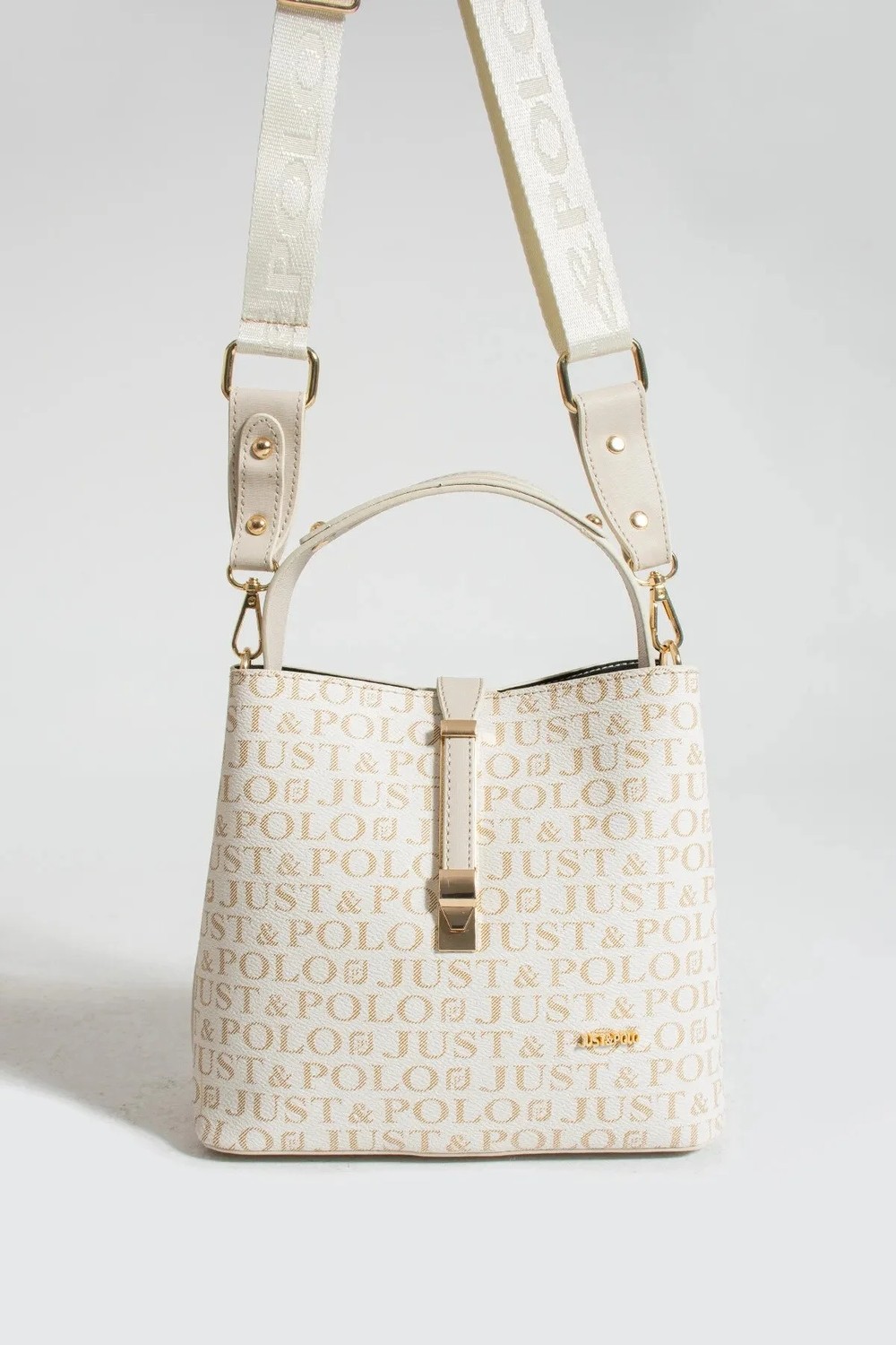 Just Polo Kadın Ters Kilit Çıtçıt Kapama Arkası Cepli El Çantası 21X23CM görsel 6