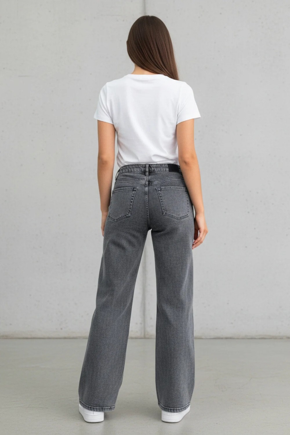 Woddi Vera Kadın Yüksek Bel Kar Yıkama Salaş Jeans Wide Leg Geniş Paça Palazzo Kot Pantolon görsel 6