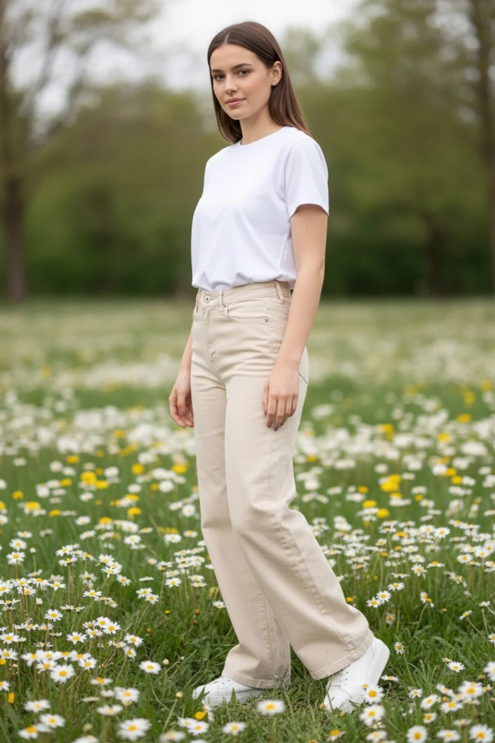 Woddi Vera Kadın Yüksek Bel Kar Yıkama Salaş Jeans Wide Leg Geniş Paça Palazzo Kot Pantolon