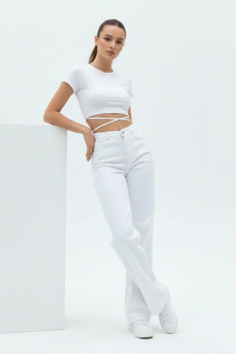 Woddi Vera Kadın Yüksek Bel Kar Yıkama Salaş Jeans Wide Leg Geniş Paça Palazzo Kot Pantolon