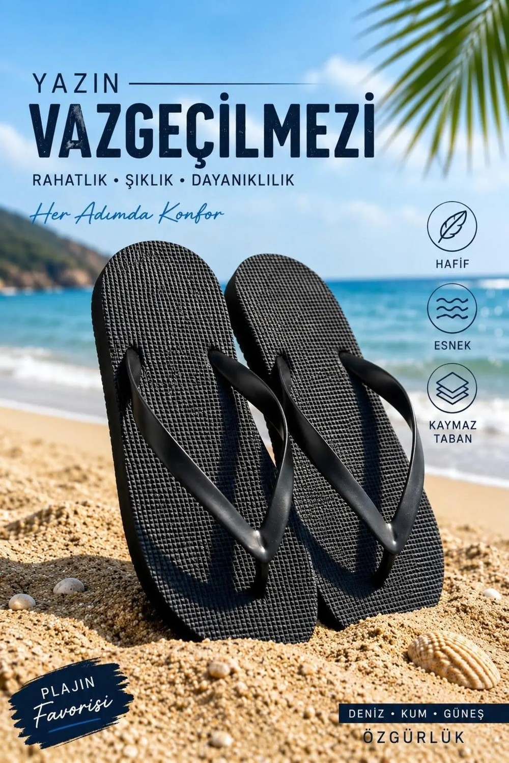 Livendi Kadın Siyah Basic Rahat Acıtmaz Parmak Arası Plaj Terlik Flip Flok Yazlık Deniz Havuz Eva