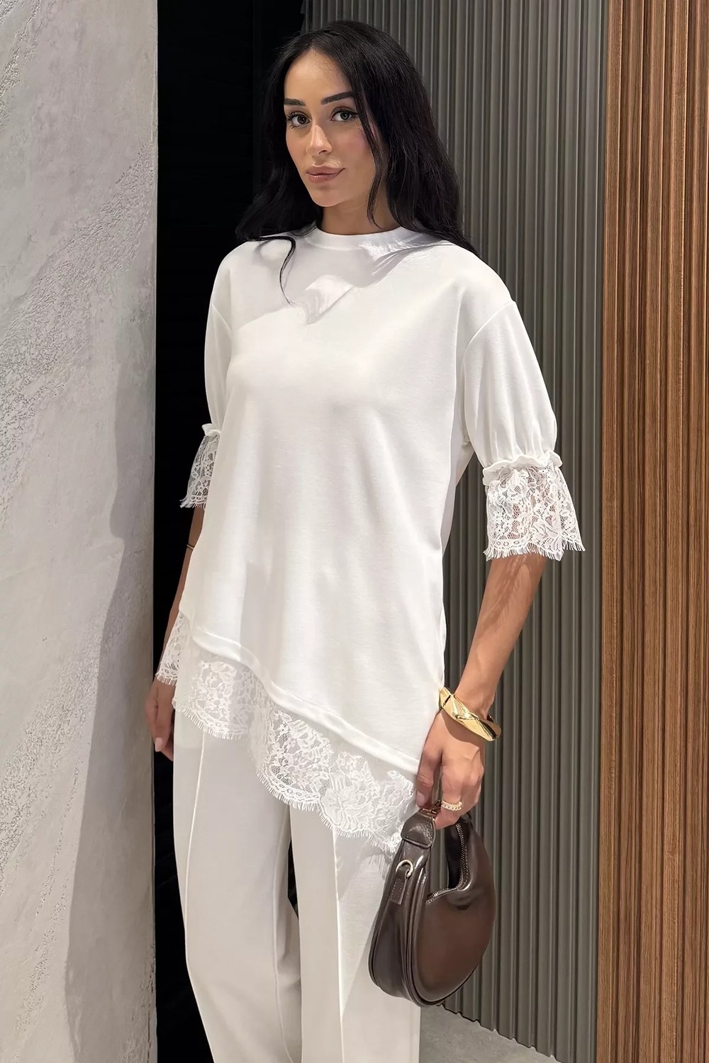 Gülseli Dantel Detaylı Bluz Pantolon Kubra Modal Ikili Takım P-00022940 görsel 7