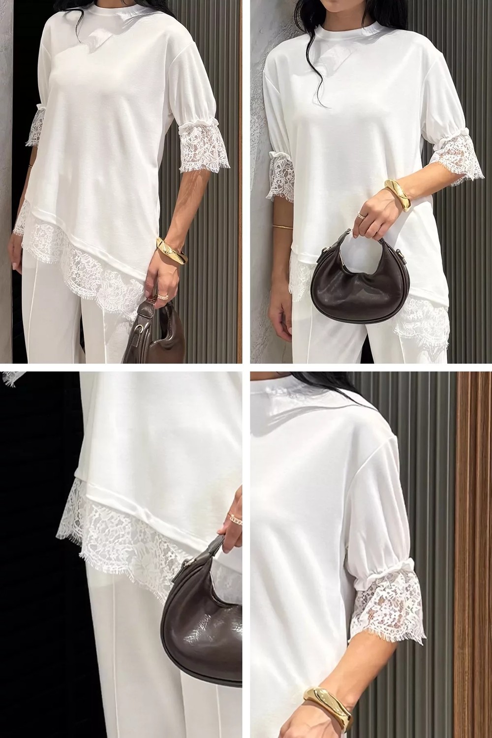 Gülseli Dantel Detaylı Bluz Pantolon Kubra Modal Ikili Takım P-00022940 görsel 8