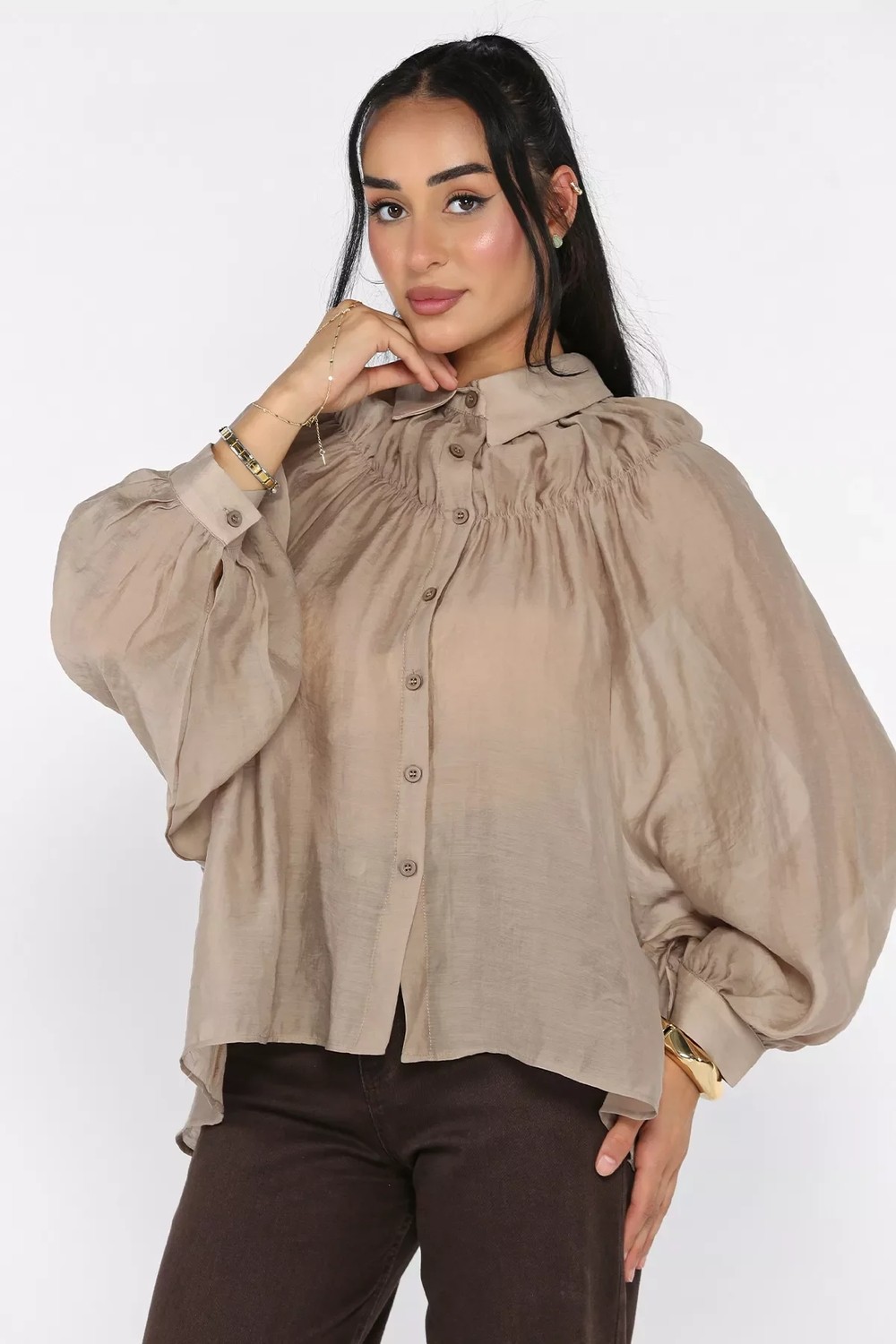 Gülseli Kadın Oversize Gömlek P-00022764