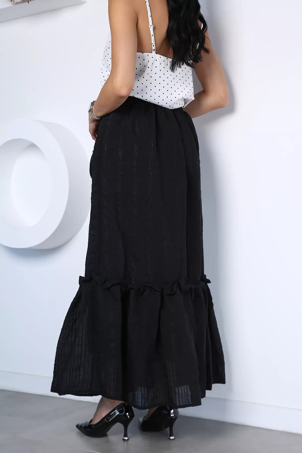 Gülseli Kadın Bel Lastikli Astarlı Etek P-00022975 görsel 4