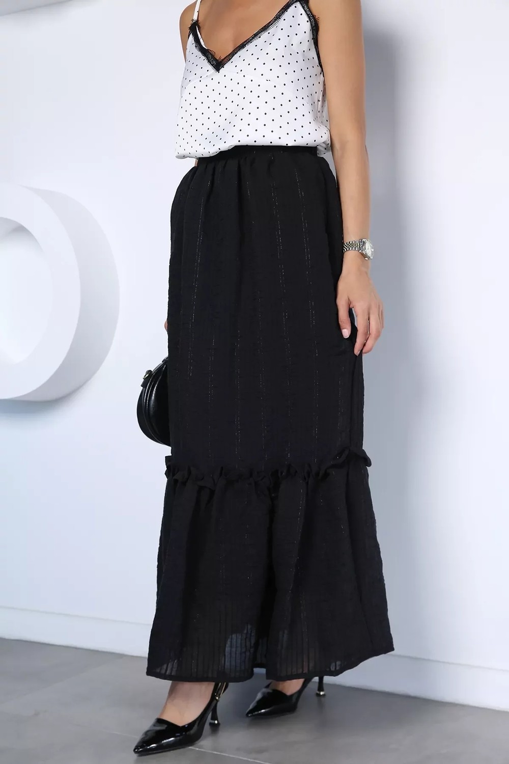 Gülseli Kadın Bel Lastikli Astarlı Etek P-00022975 görsel 5