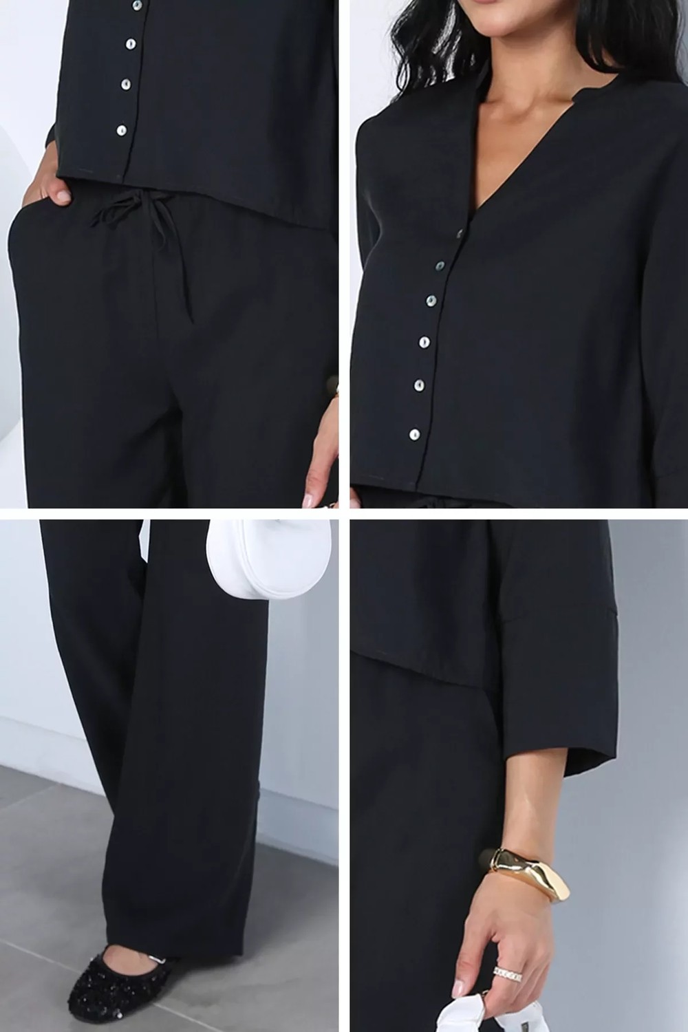 Gülseli Crop Gömlek Pantolon Ikili Takım P-00022934 görsel 5