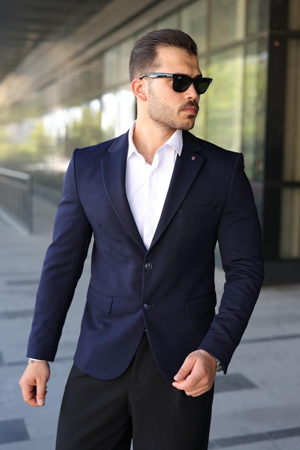 Sabri Zengin Erkek Çift Düğme Slim Fit Blazer Ceket