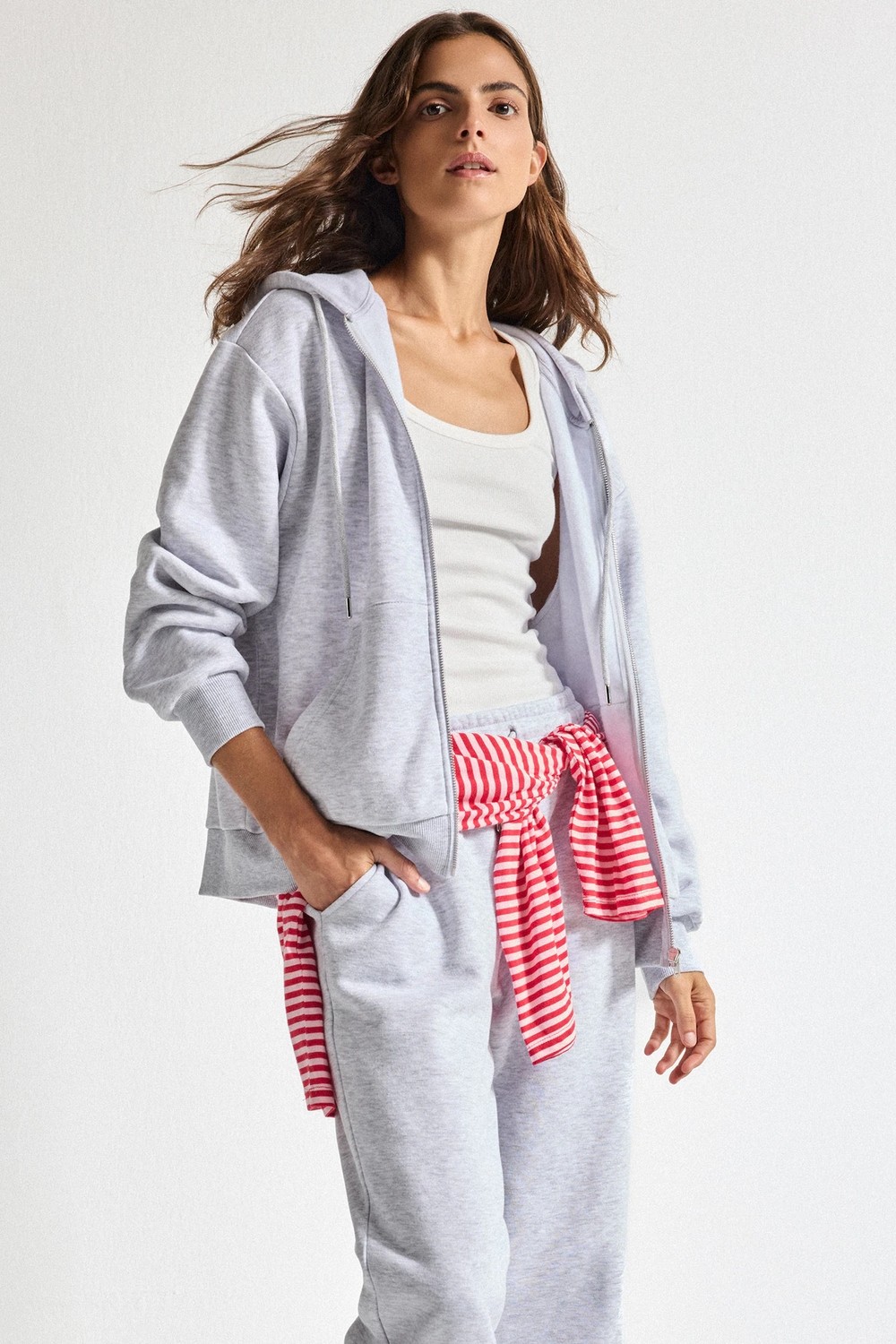 DeFacto Relax Fit Kapüşonlu Basic Düz Kalın Sweatshirt Kumaşı Hırka C1809AX26WN