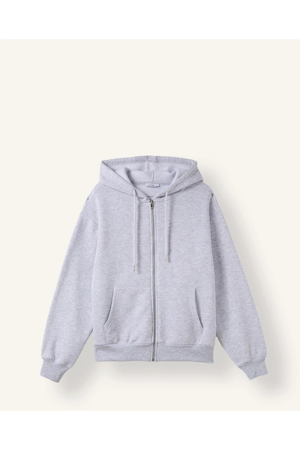 DeFacto Relax Fit Kapüşonlu Basic Düz Kalın Sweatshirt Kumaşı Hırka C1809AX26WN görsel 4