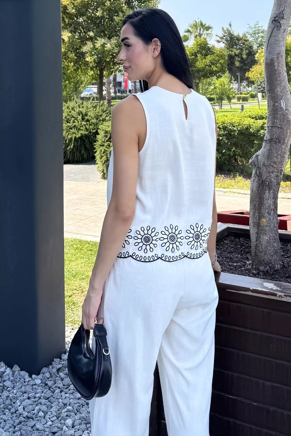 Gülseli Işlemeli Bluz Pantolon Ikili Takım P-00022663 görsel 4