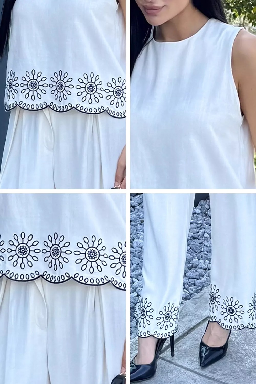 Gülseli Işlemeli Bluz Pantolon Ikili Takım P-00022663 görsel 5